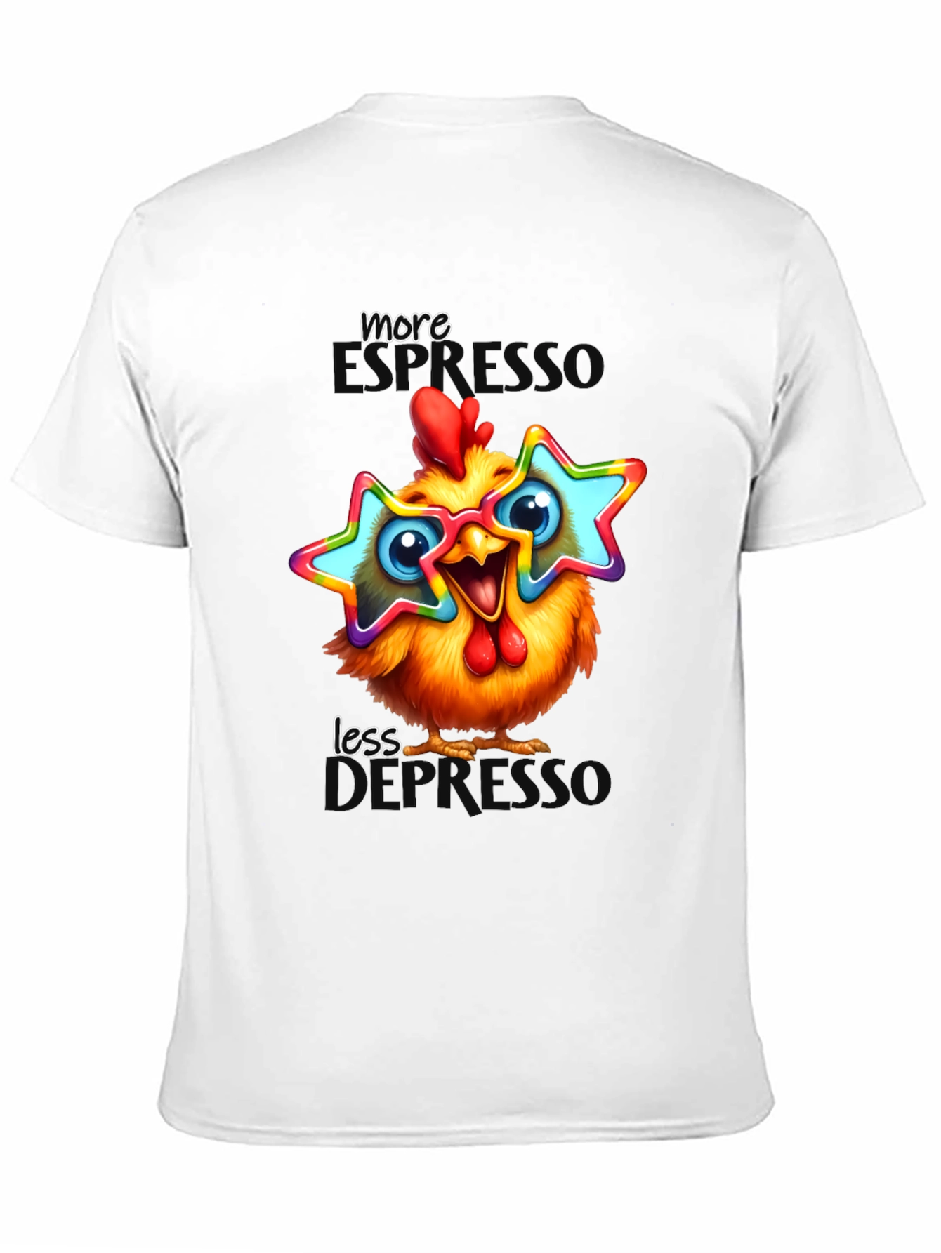 Black Funny Chicken T-Shirt with Star Glasses view 11