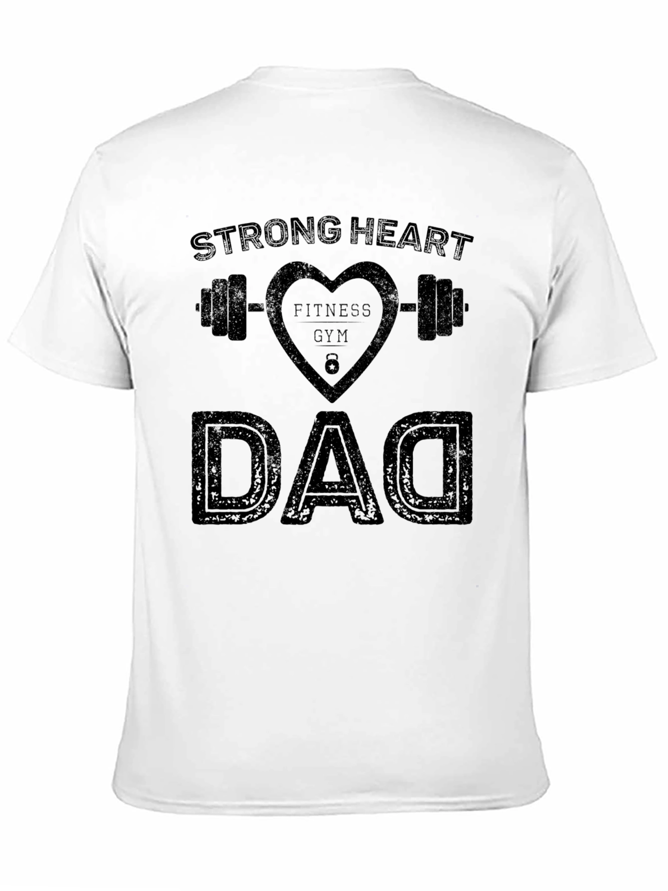 Black Strong Heart Fitness Gym Dad Graphic T-Shirt view 11