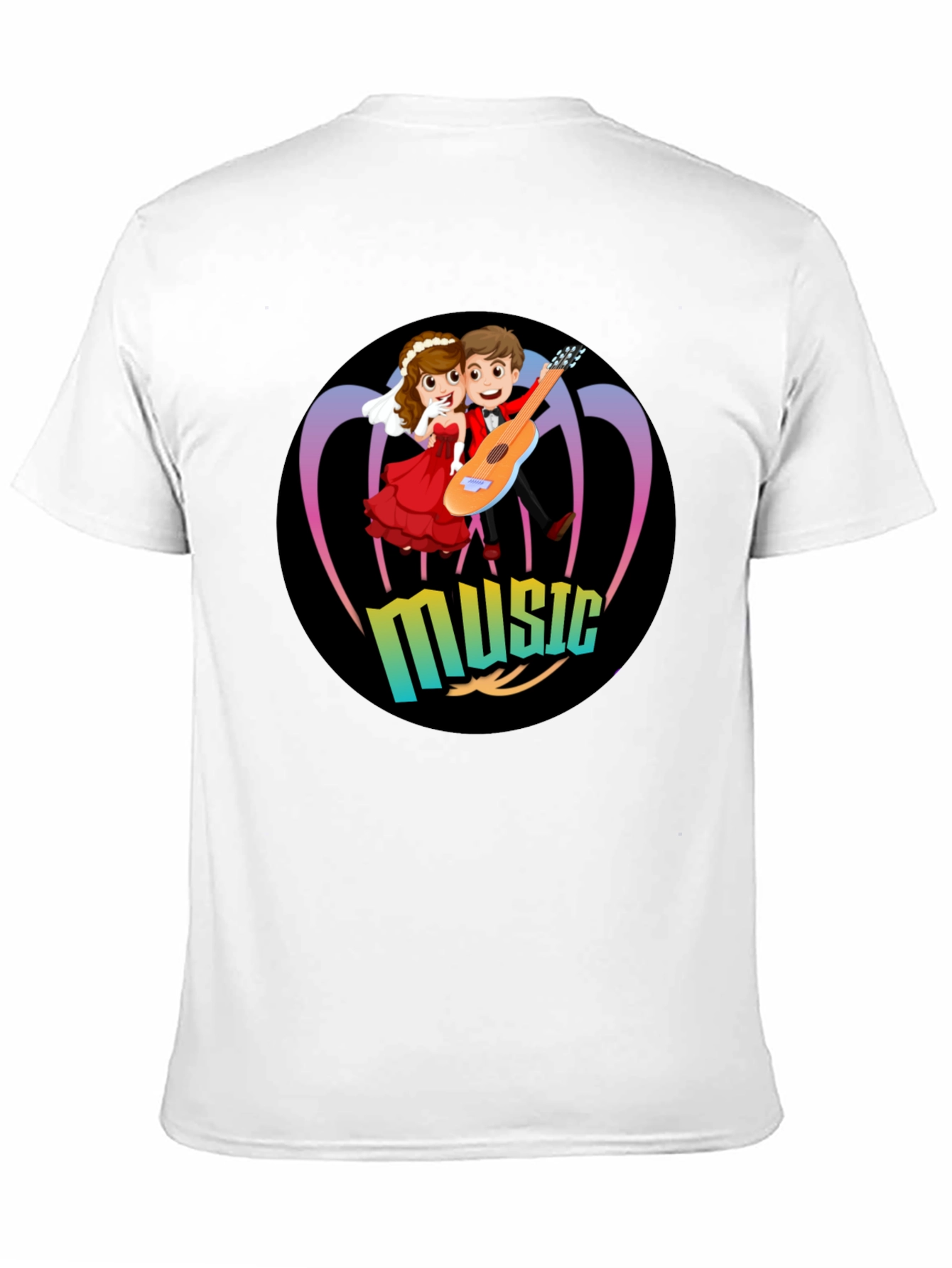 Black Cartoon Music Couple Black T-Shirt view 11
