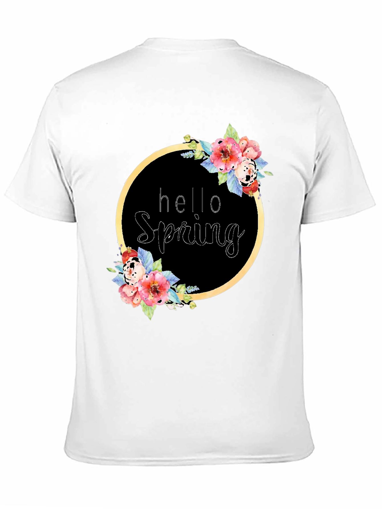 Black Hello Spring Floral Wreath T-Shirt view 11