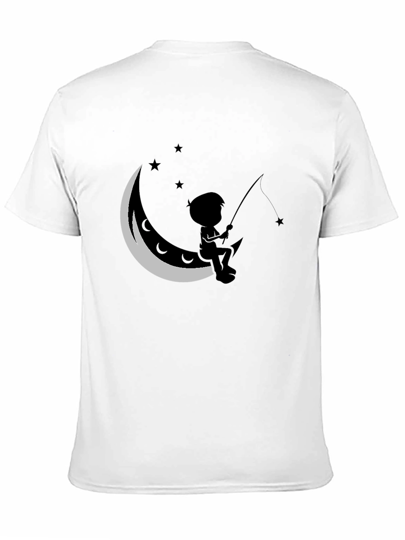 Black Boy Fishing on the Moon T-Shirt view 11