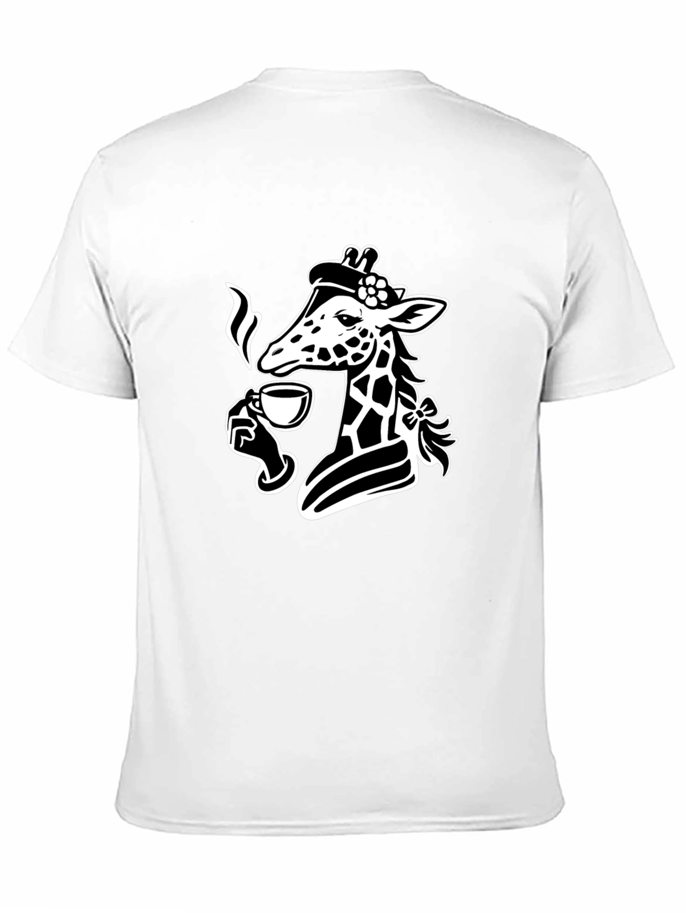 Black Giraffe Sipping Tea Black T-Shirt - Unique Graphic Tee view 11
