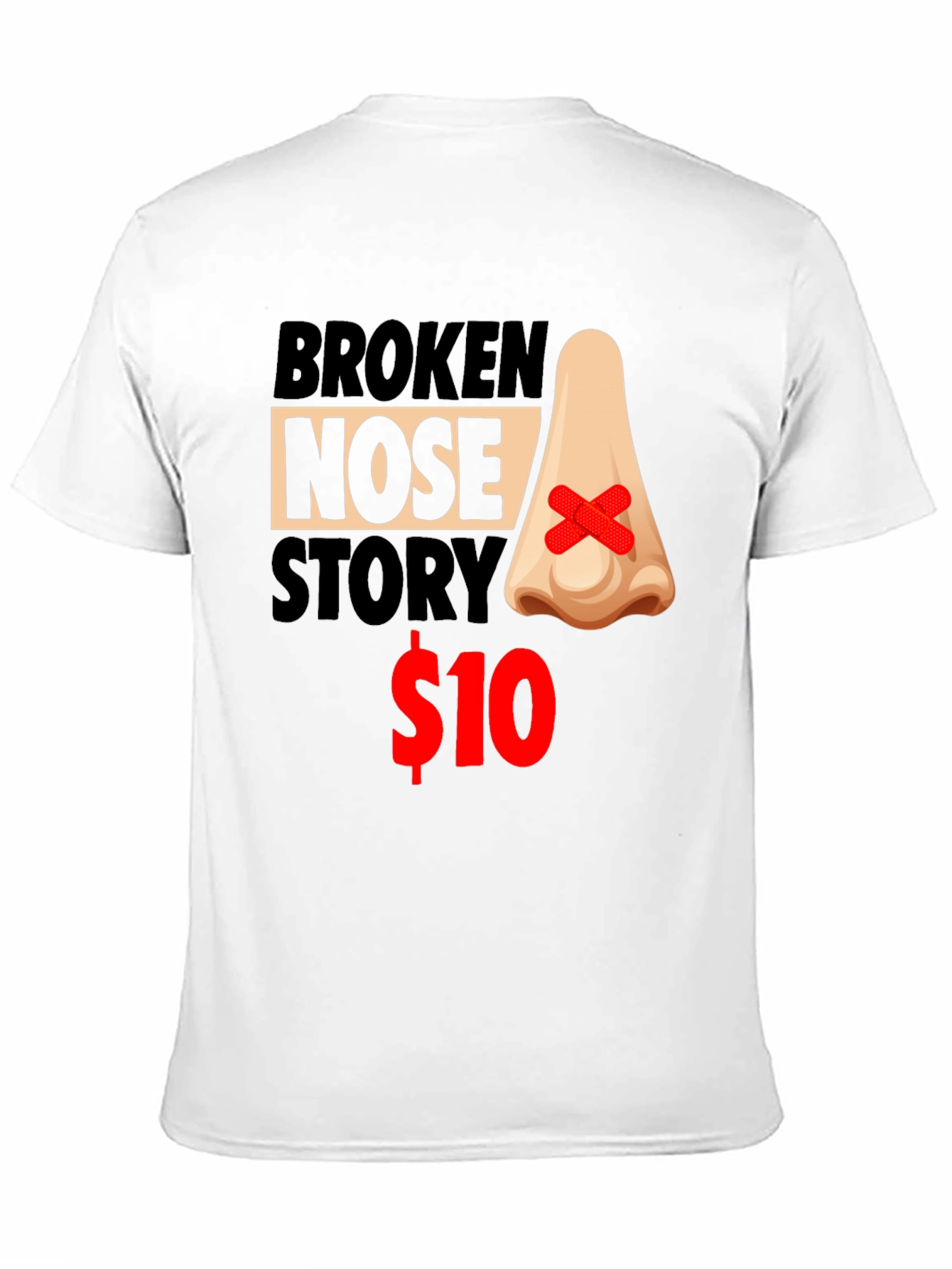 Black Broken Nose Story Graphic Tee - Humorous T-Shirt view 11