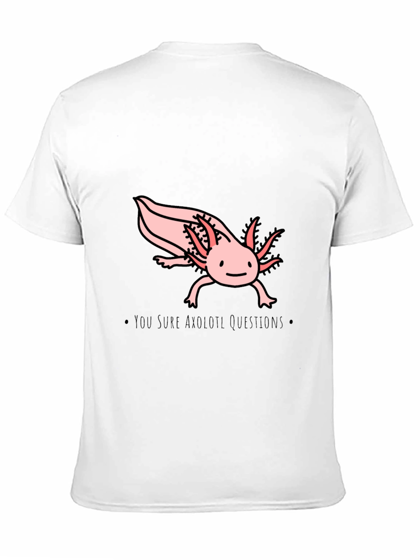 Black Axolotl Questions T-Shirt - Black Cotton Crew Neck view 11