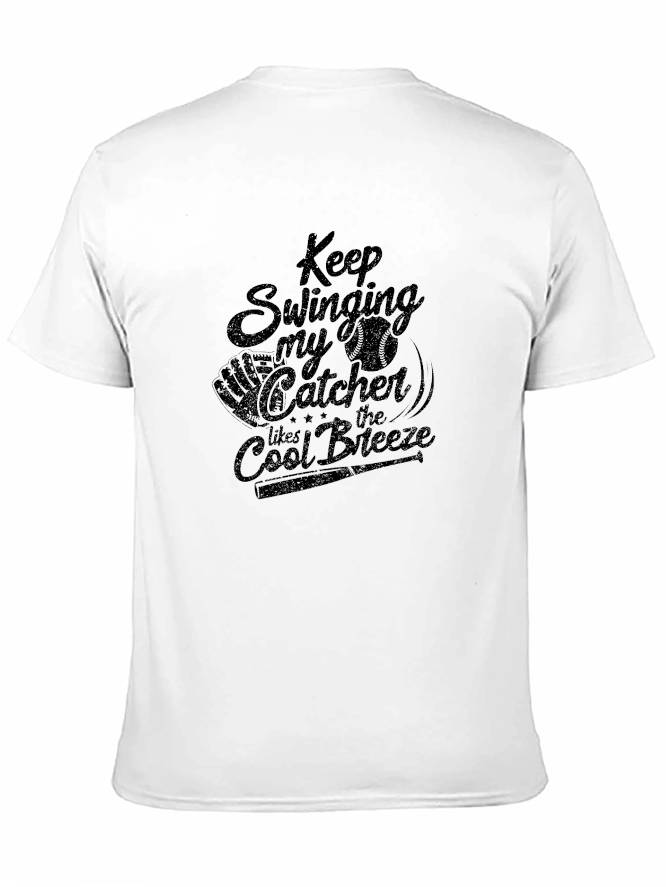 Black Keep Swinging Catcher Graphic T-Shirt view 11