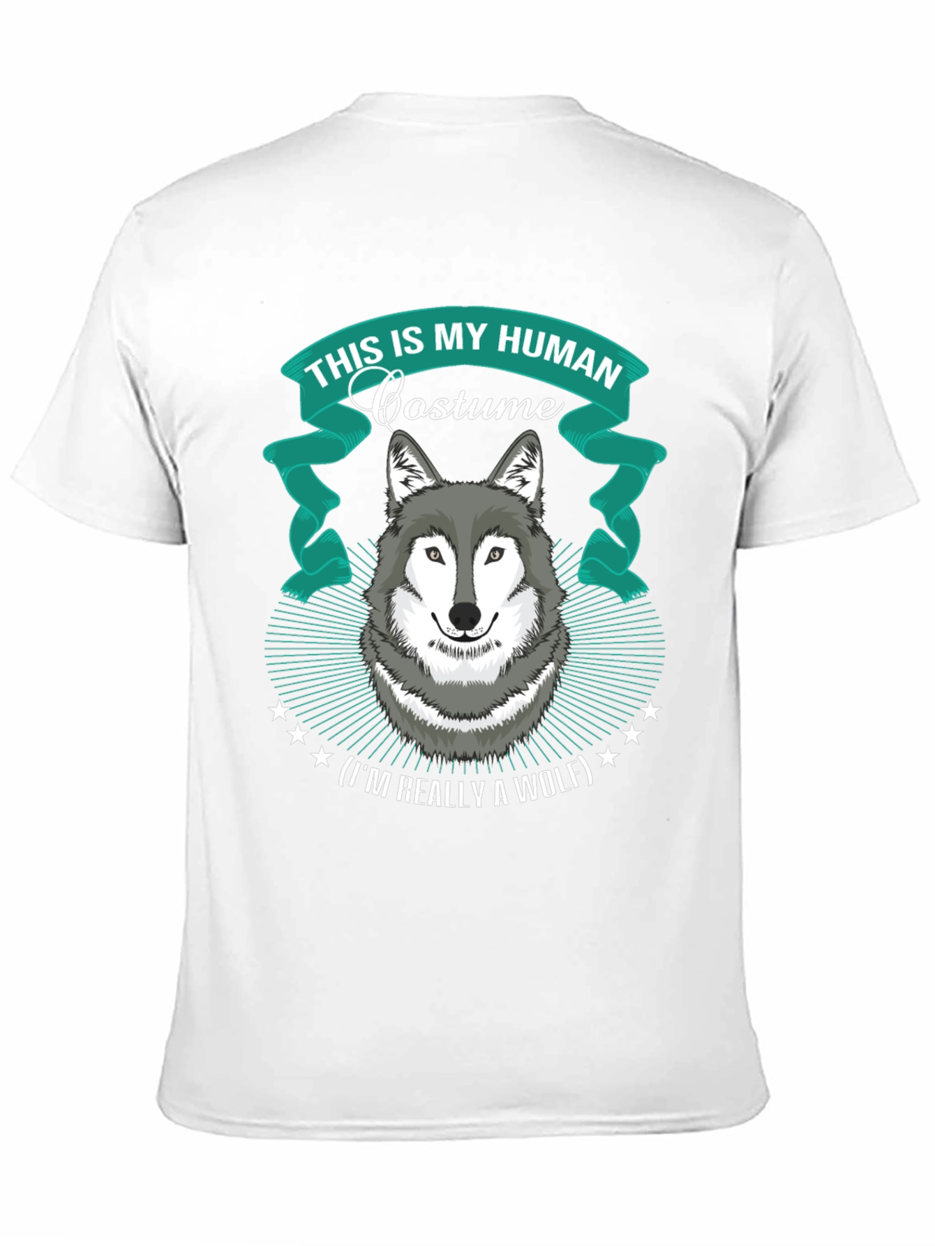 Black Human Costume Wolf T-Shirt Funny Halloween Apparel view 11