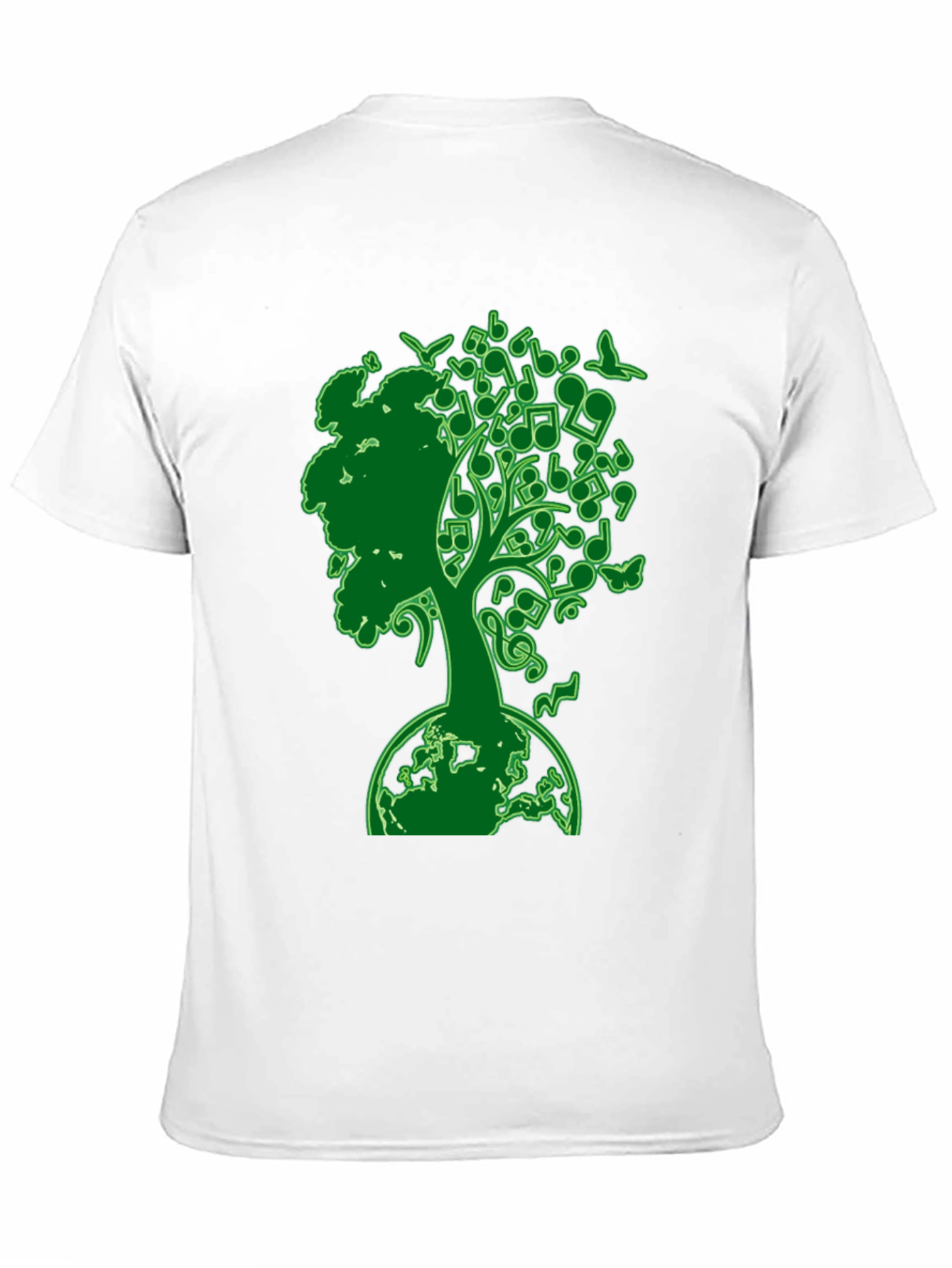 Black Musical Earth Tree Graphic T-Shirt - Nature & Music view 11