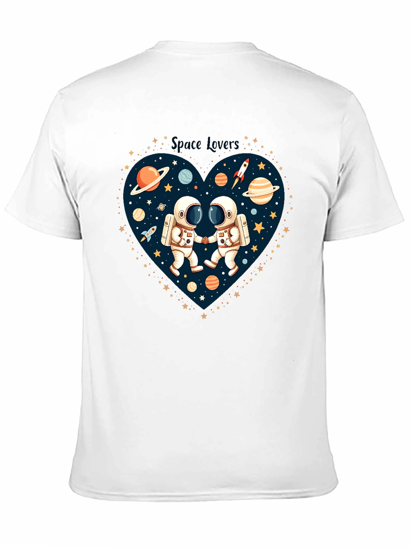 Black Space Lovers Graphic T-Shirt - Astronauts in Love! view 11