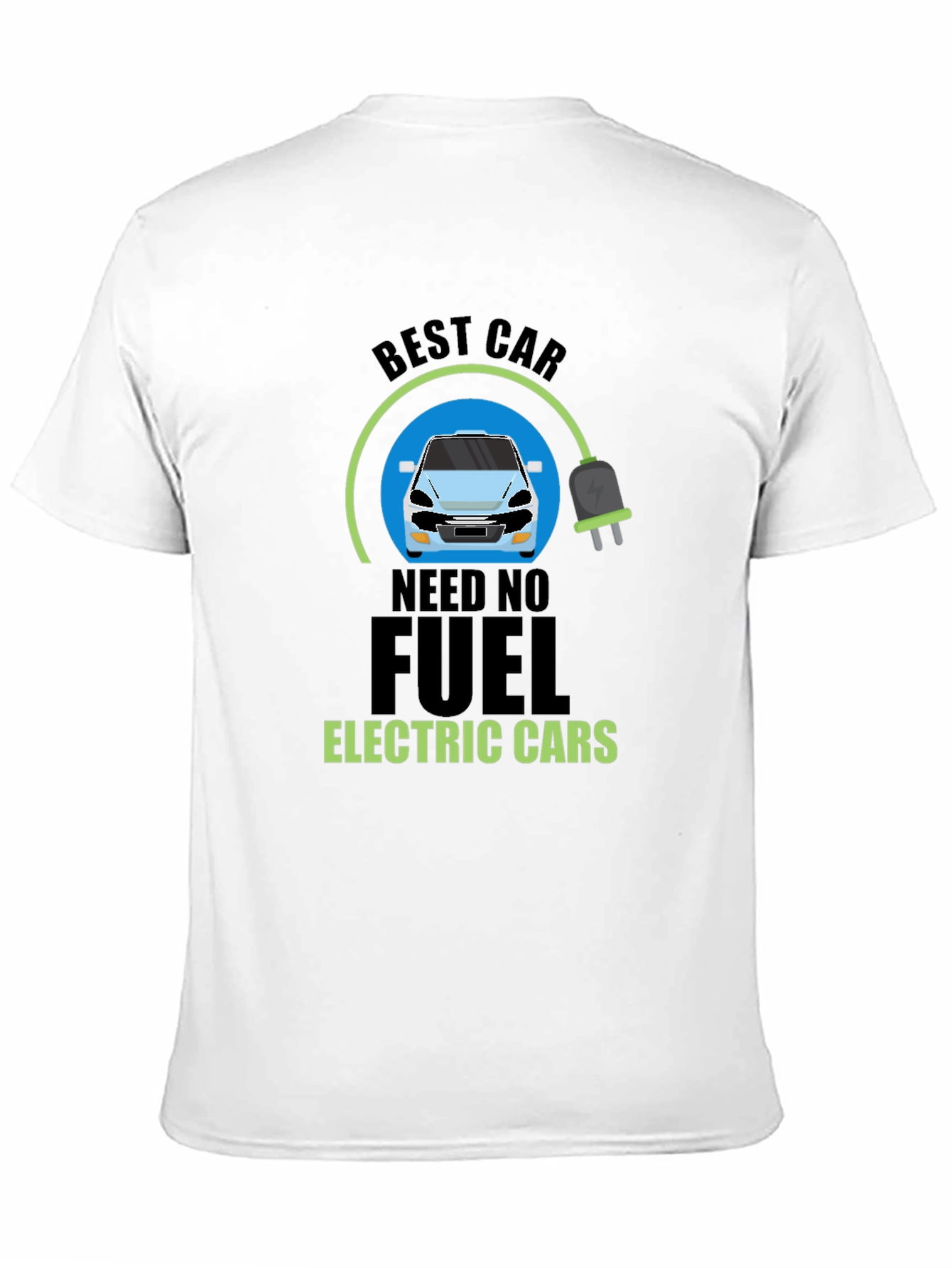 Black Electric Car T-Shirt - Need No Fuel Tee view 11