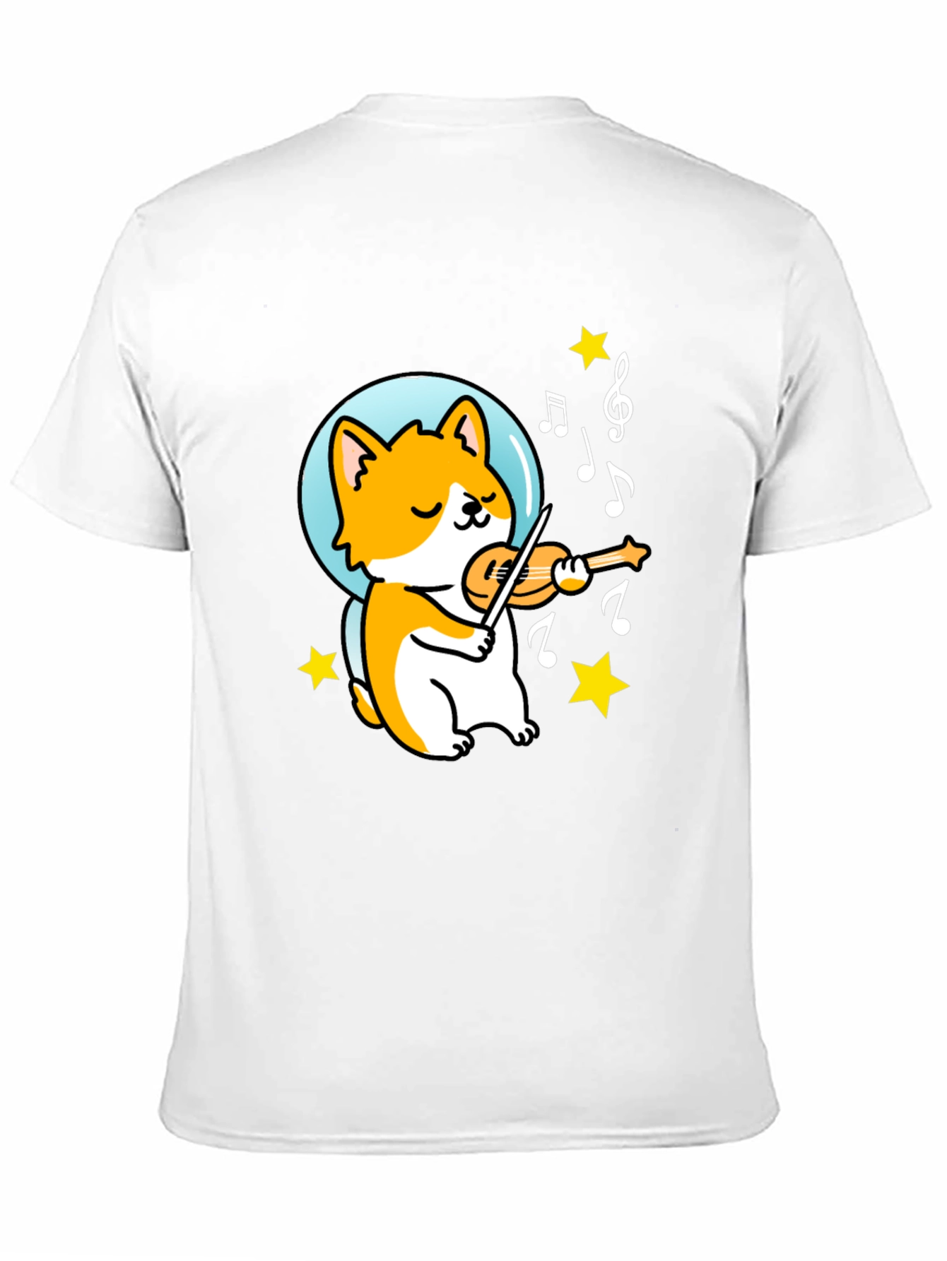 Black Musical Corgi Graphic Tee - Black Cotton T-Shirt view 11