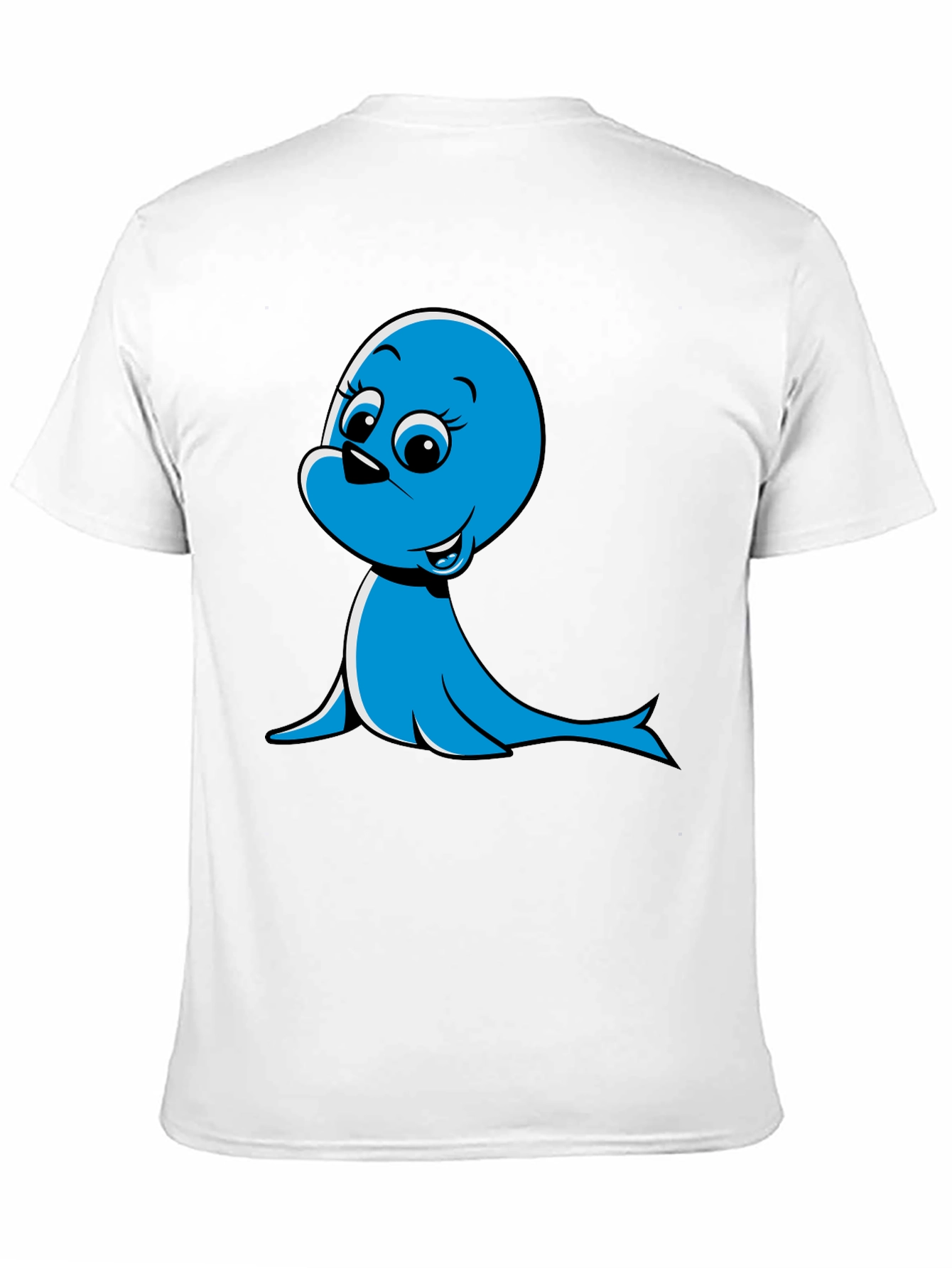Black Blue Cartoon Seal Graphic T-Shirt view 11