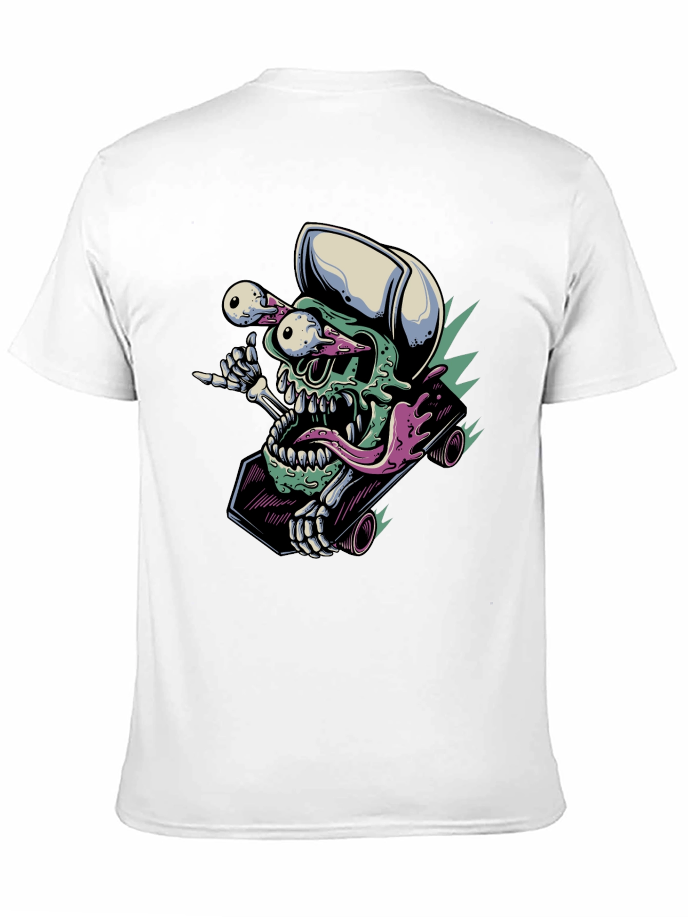 Black Skateboarding Skull T-Shirt - Unique Graphic Tee view 11