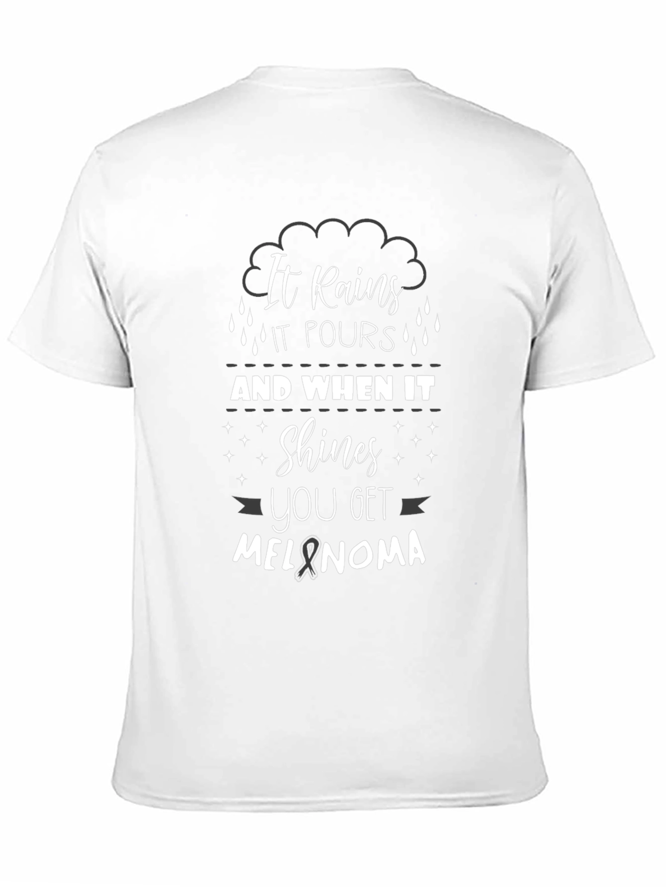 Black It Rains Melanoma Awareness T-Shirt view 11