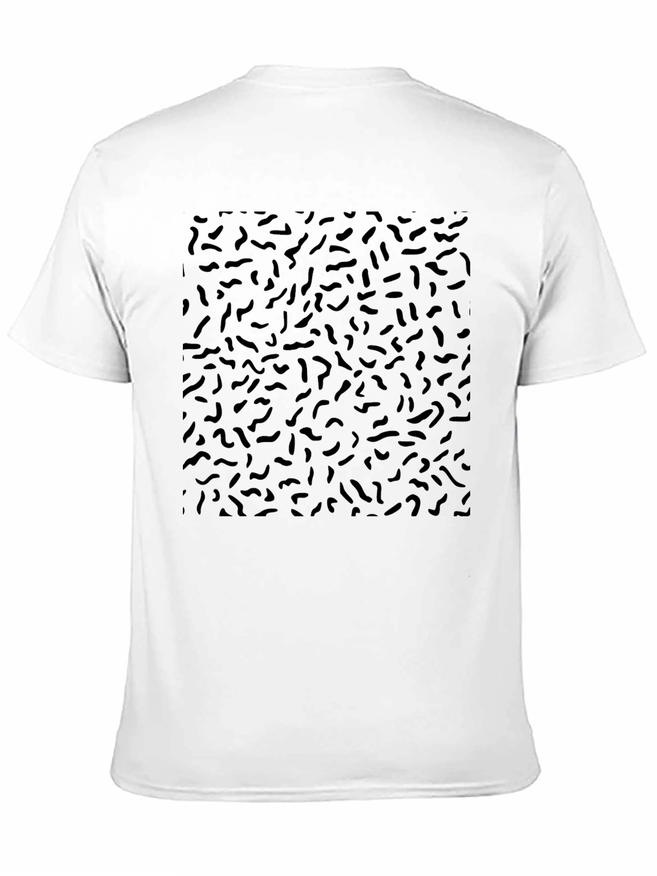 Black Retro Scribble Pattern Black T-Shirt view 11