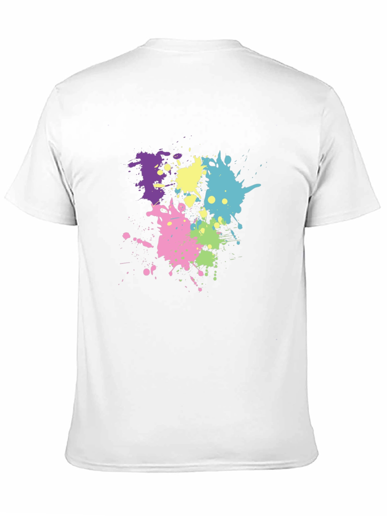 Black Men's Black T-Shirt with Colorful Paint Splatter Design view 11
