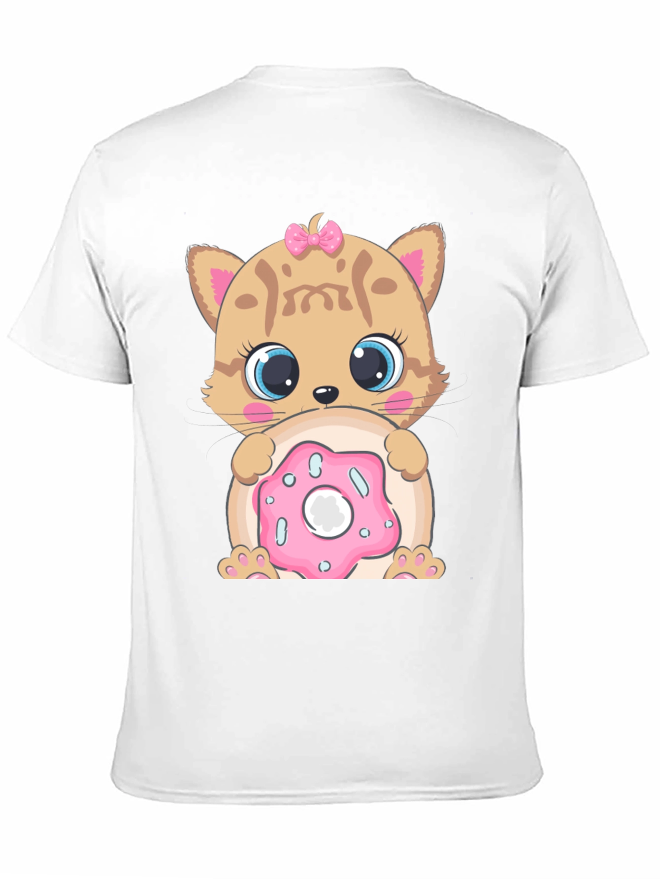 Black Cute Cat & Donut Graphic T-Shirt view 11