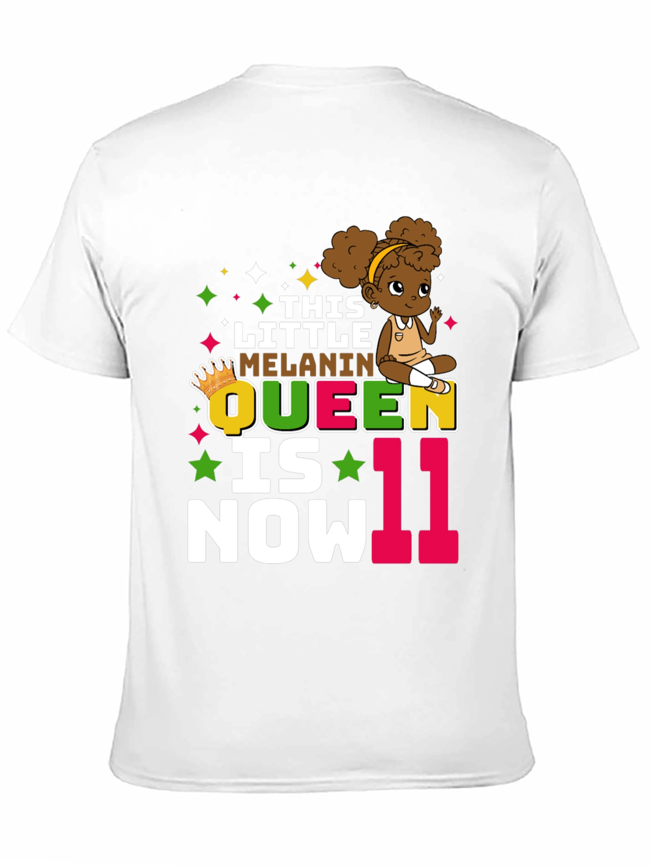 Black Little Melanin Queen 11th Birthday T-Shirt view 11