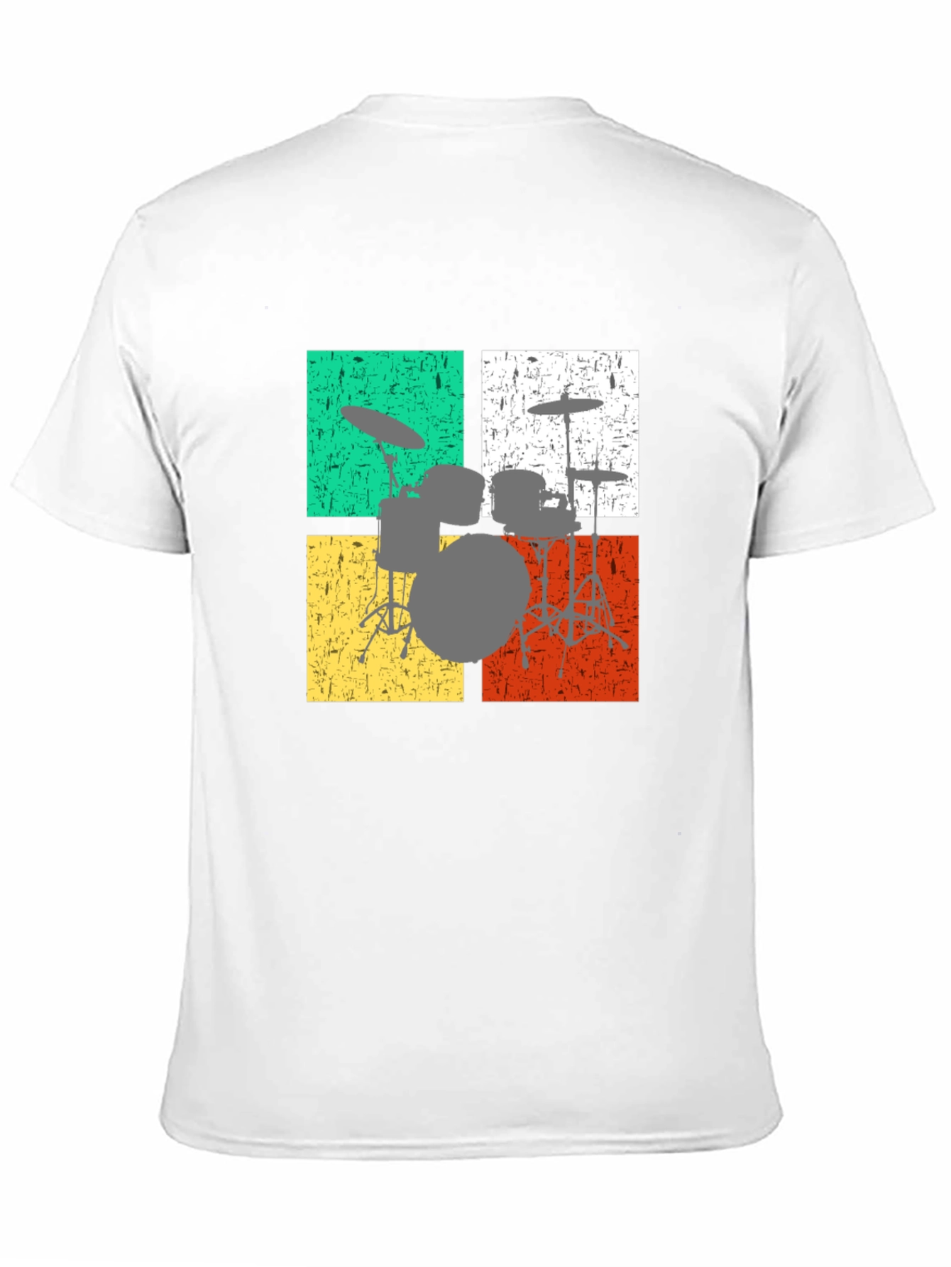 Black Retro Drum Set T-Shirt view 11
