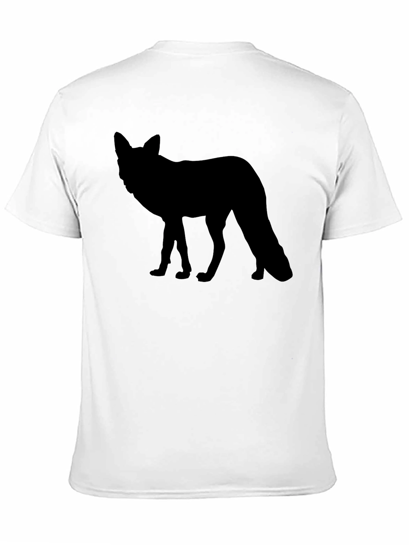 Black Men's Black T-Shirt - Fox Silhouette view 11