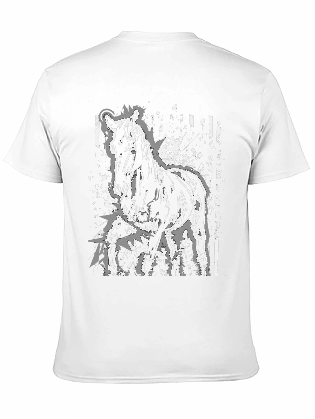 Black Horse Graphic Print Tee - Black Cotton Casual Shirt view 11