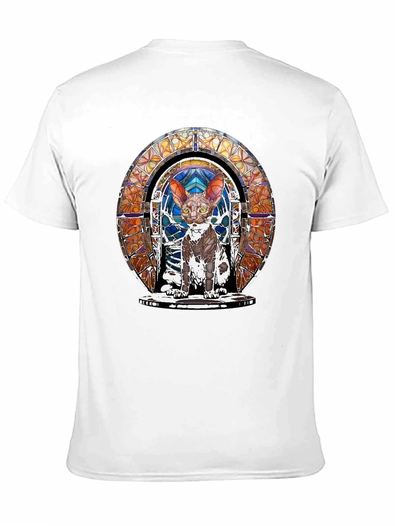 Black Stained Glass Cat T-Shirt - Unique Art Tee view 11