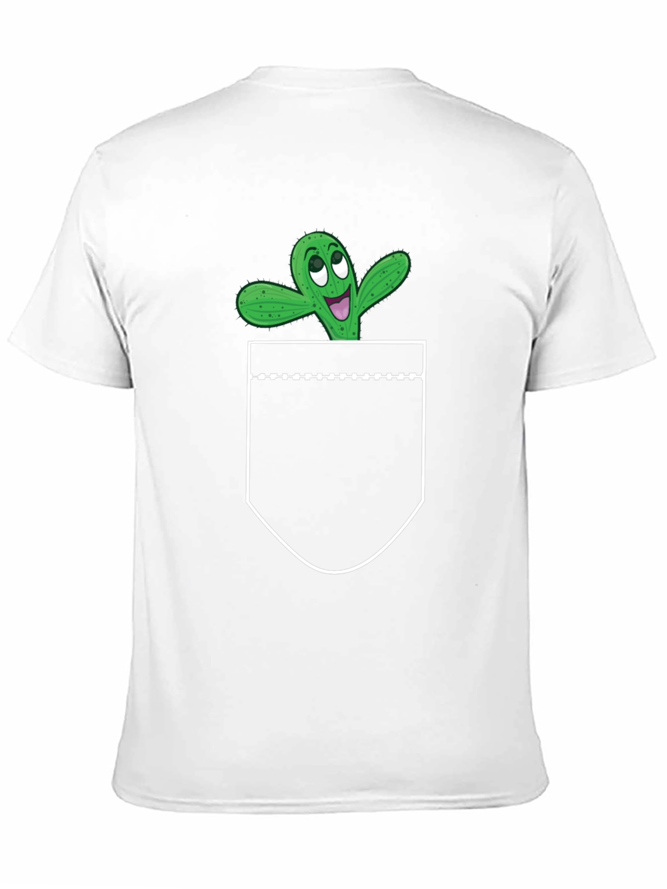 Black Cactus Pocket Graphic Tee - Fun Novelty T-Shirt view 11