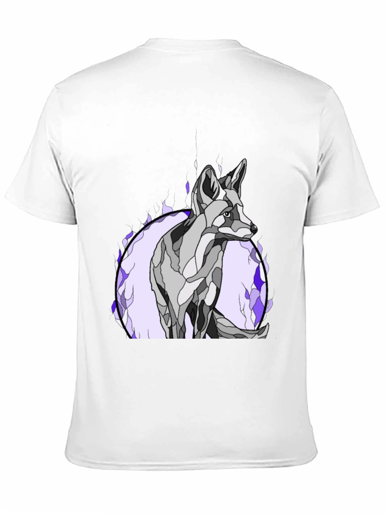 Black Abstract Wolf Graphic Tee - Black Cotton Blend view 11