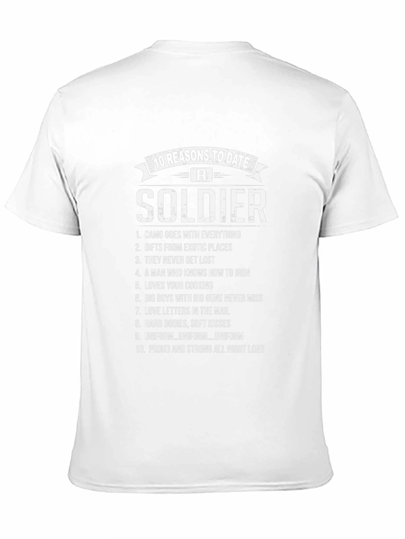 Black 10 Reasons to Date a Soldier Graphic Tee view 11