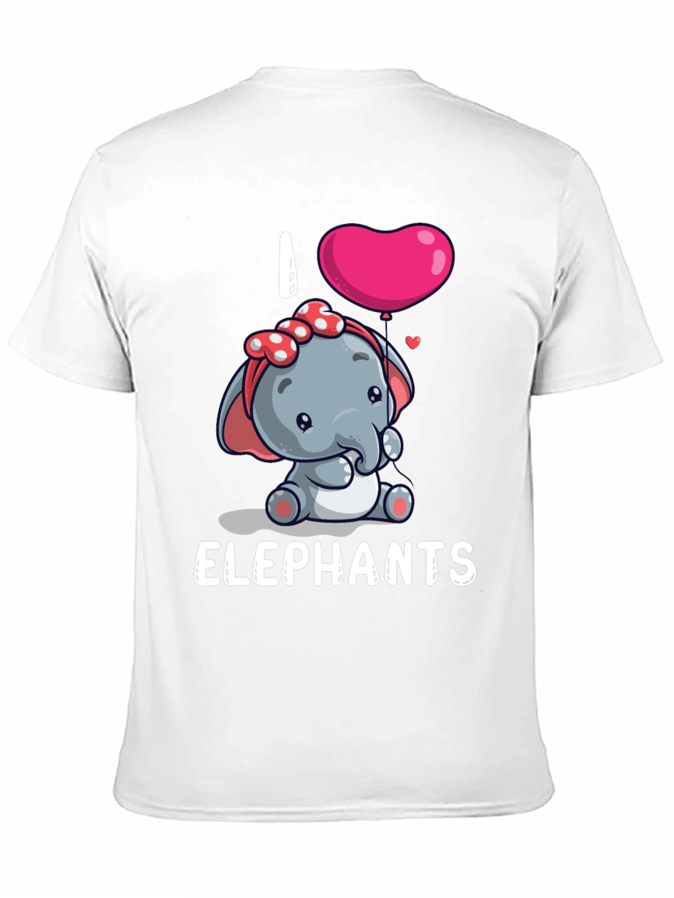 Black I Love Elephants Cartoon T-Shirt view 11