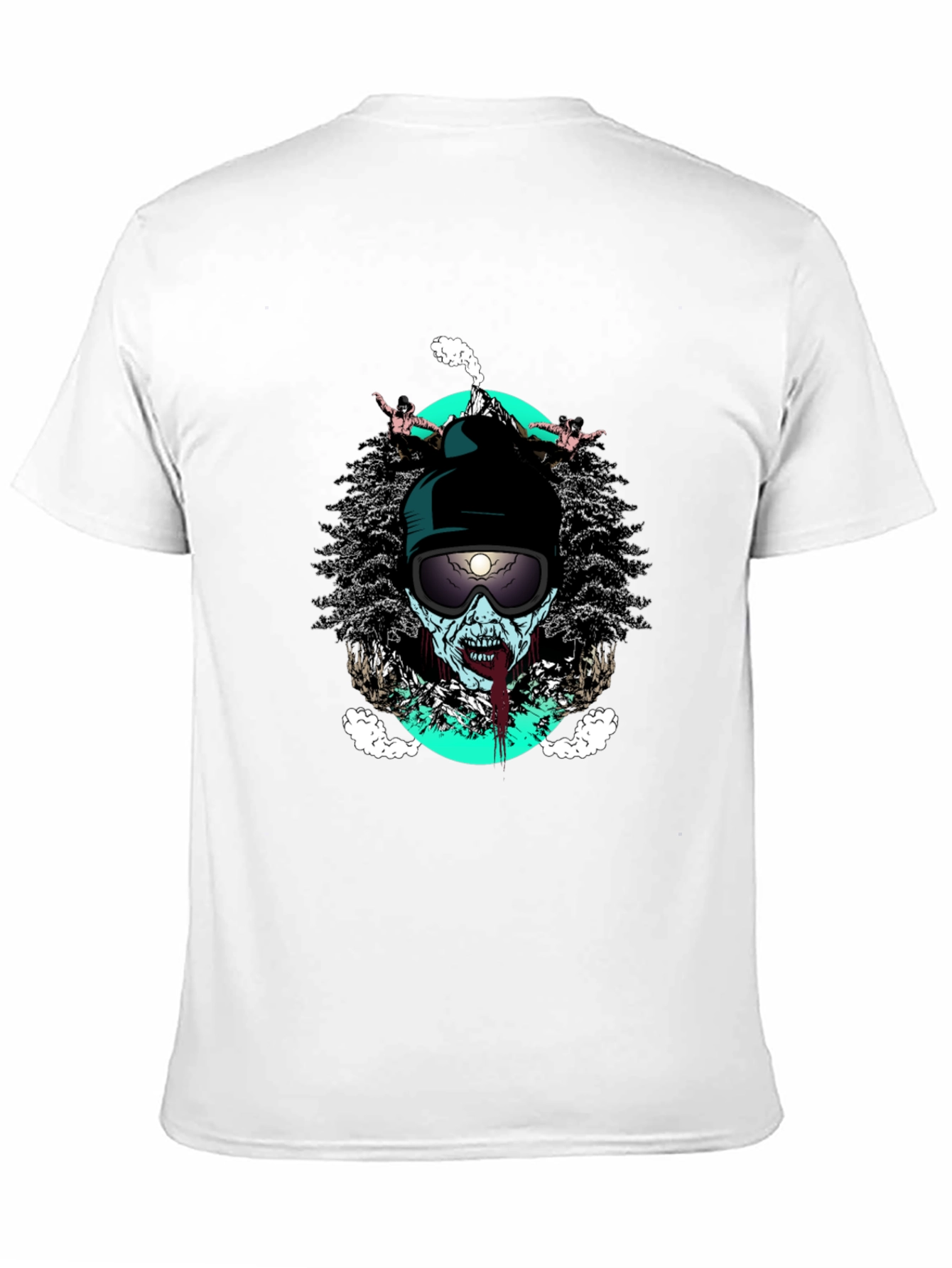 Black Zombie Skier Graphic Tee - Black Cotton T-Shirt view 11