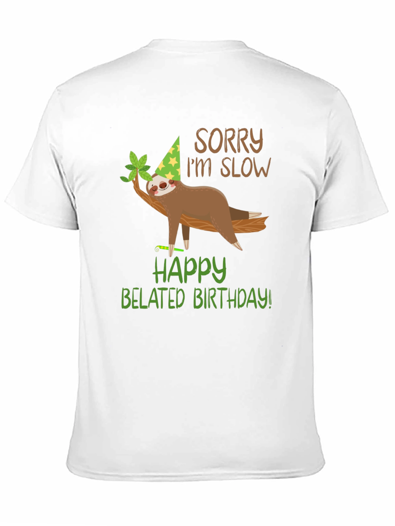 Black Funny Belated Birthday Sloth T-Shirt view 11