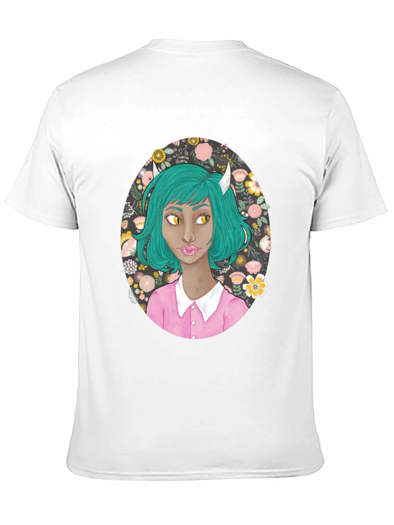 Black Floral Demon Girl Graphic T-Shirt view 11