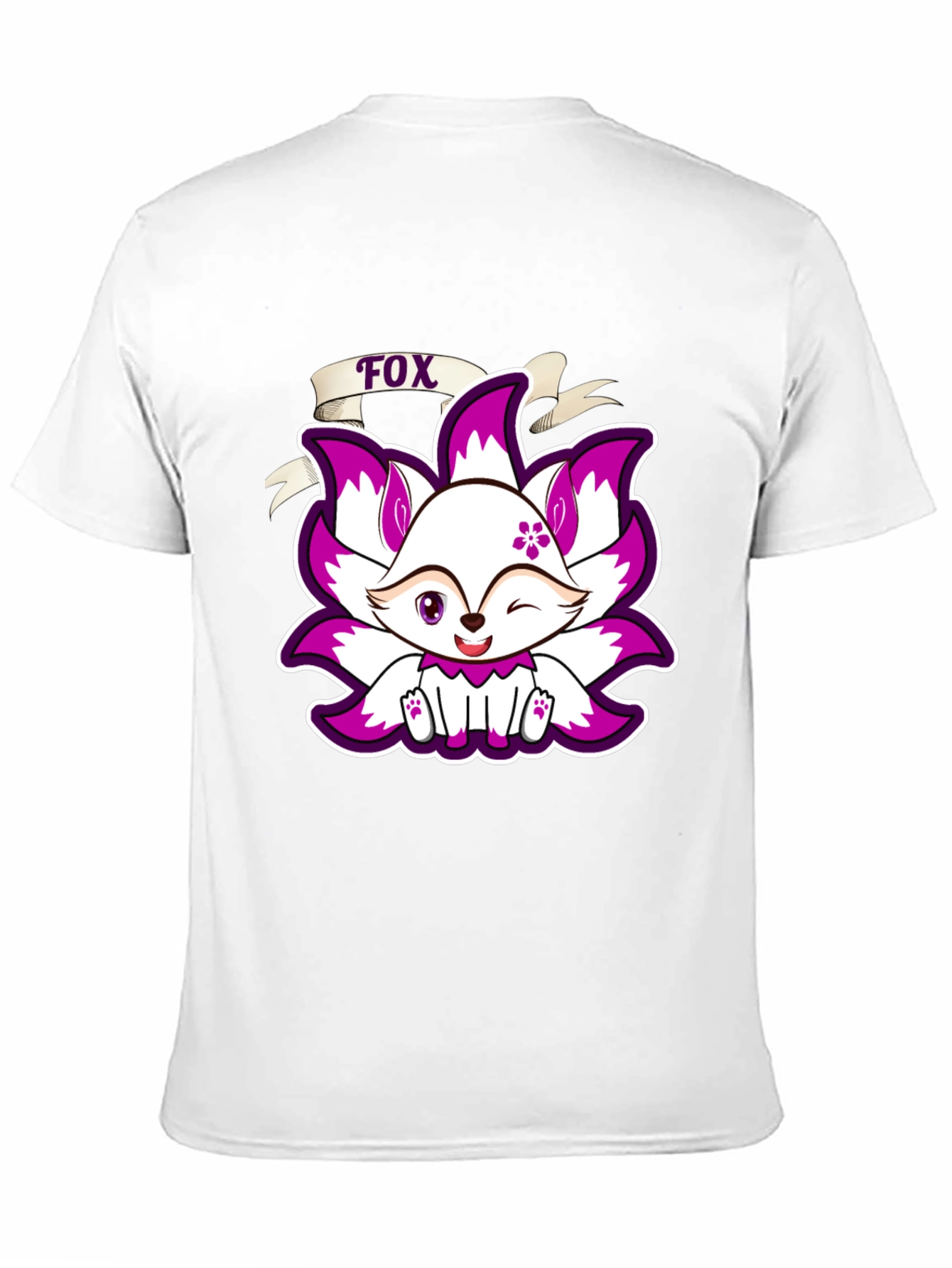 Black Cute Fox Graphic Print T-Shirt - Black view 11