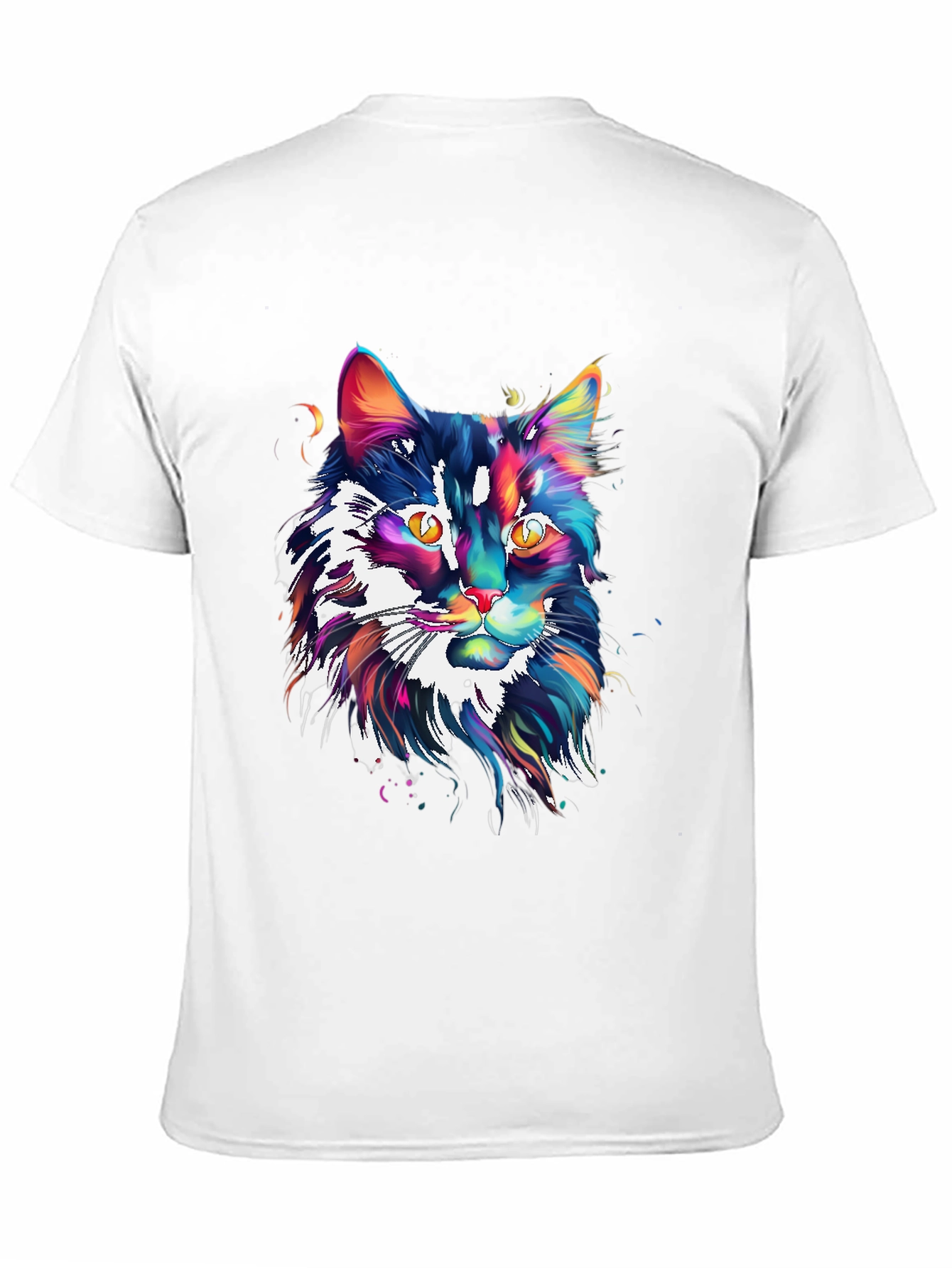 Black Colorful Cat Graphic Black T-Shirt view 11