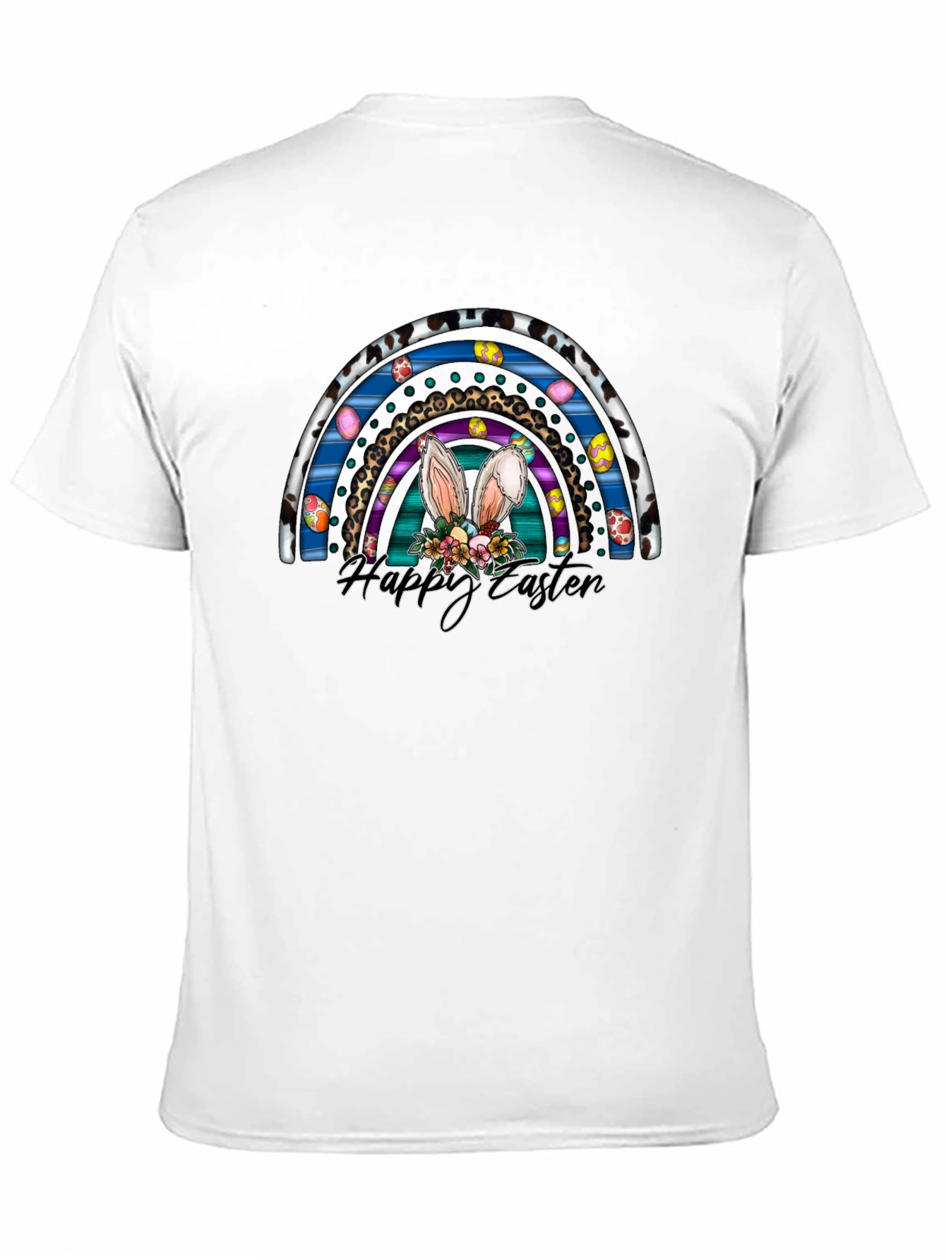 Black Happy Easter Rainbow Bunny Ears T-Shirt view 11