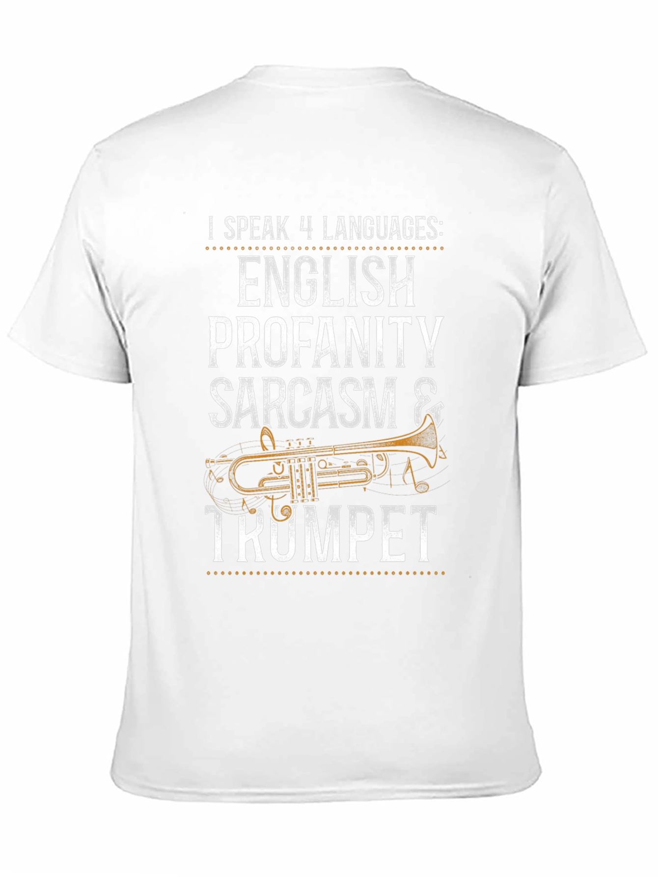 Black I Speak 4 Languages: Trumpet T-Shirt view 11