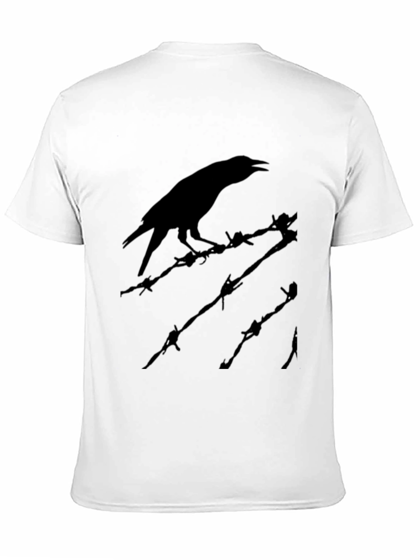 Black Raven on Barbed Wire T-Shirt - Edgy Graphic Tee view 11