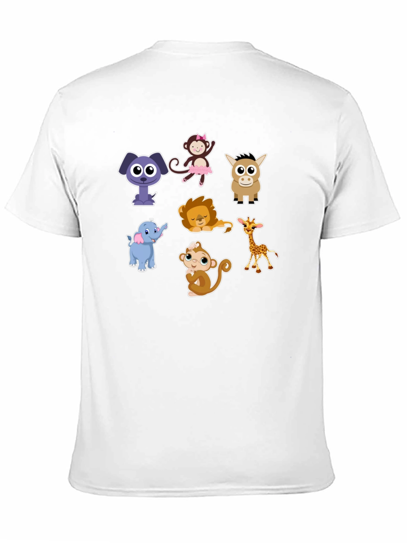 Black Cute Cartoon Animals Graphic Tee view 11