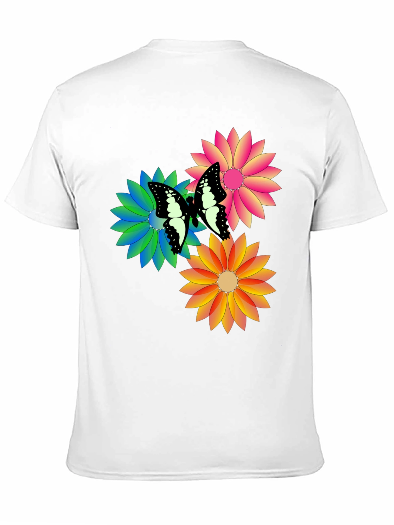 Black Butterfly & Flowers Graphic Print Black T-Shirt view 11