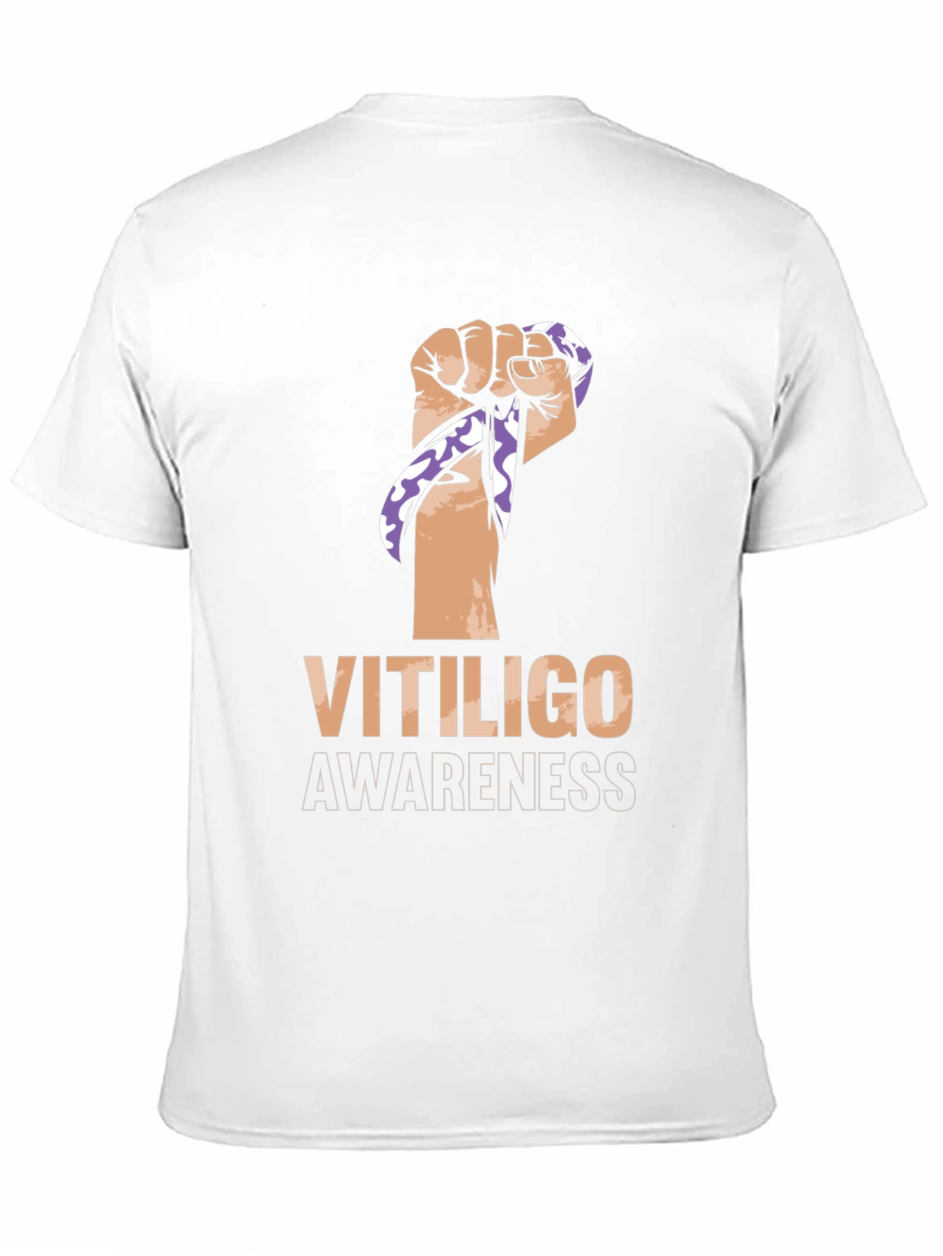 Black Vitiligo Awareness Ribbon Fist Black T-Shirt view 11