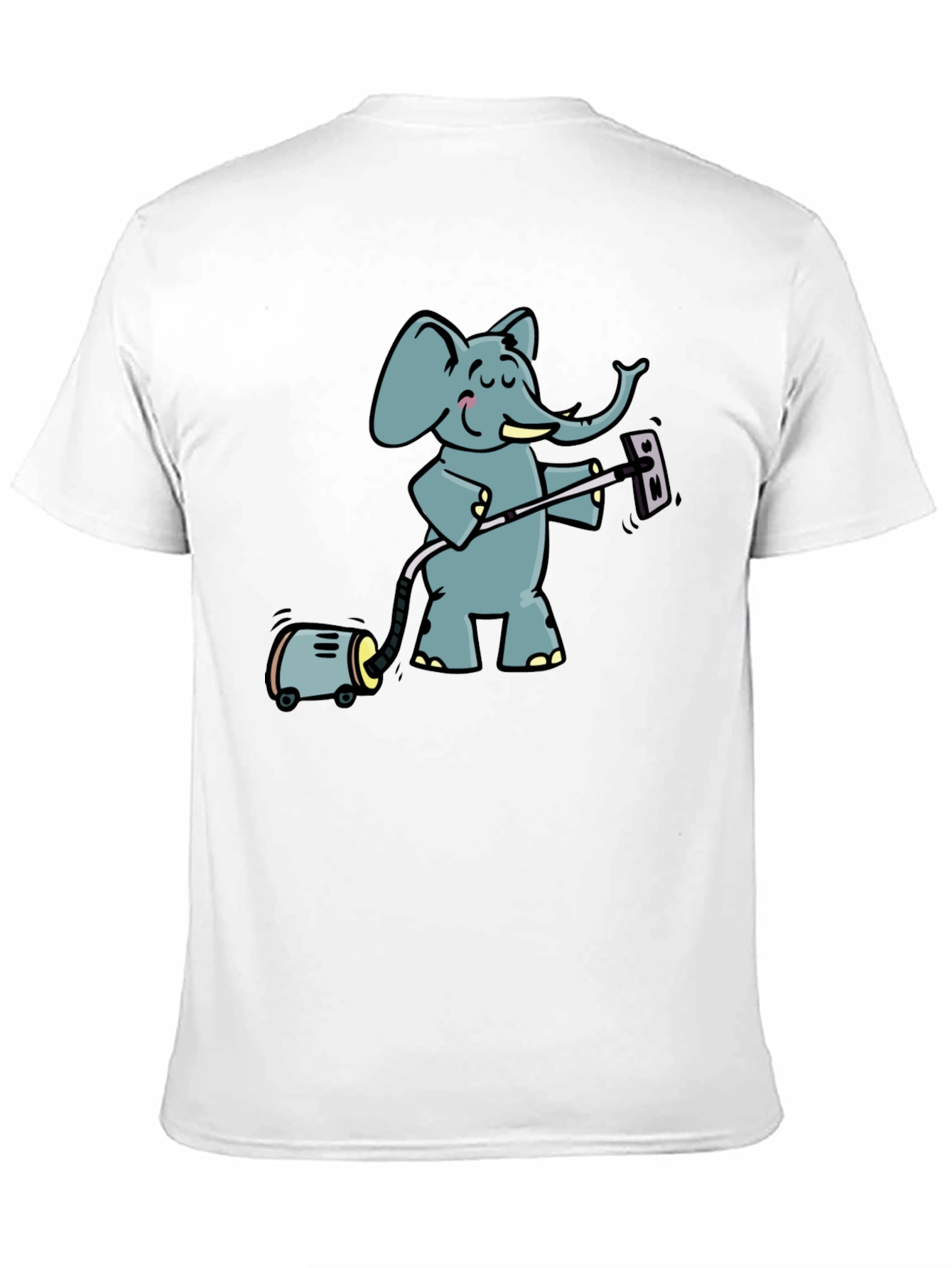 Black Elephant Vacuuming T-Shirt - Cute Cartoon Graphic Tee view 11