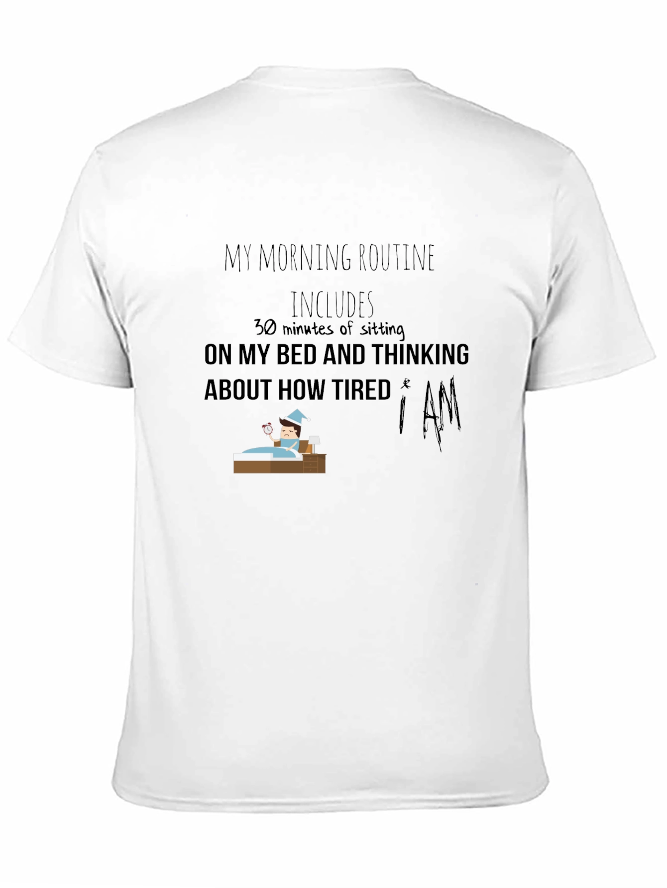 Black Funny Morning Routine Graphic T-Shirt view 11