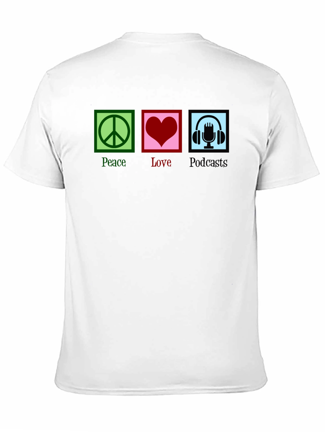 Black Peace Love Podcasts T-Shirt - Black Graphic Tee view 11