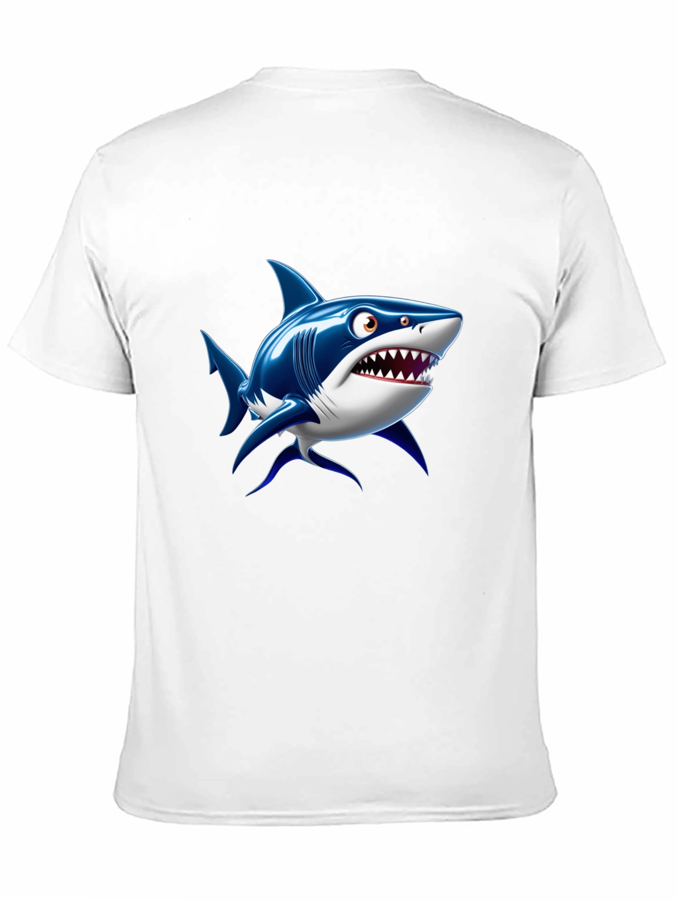 Black Shark Cartoon Graphic Black T-Shirt view 11