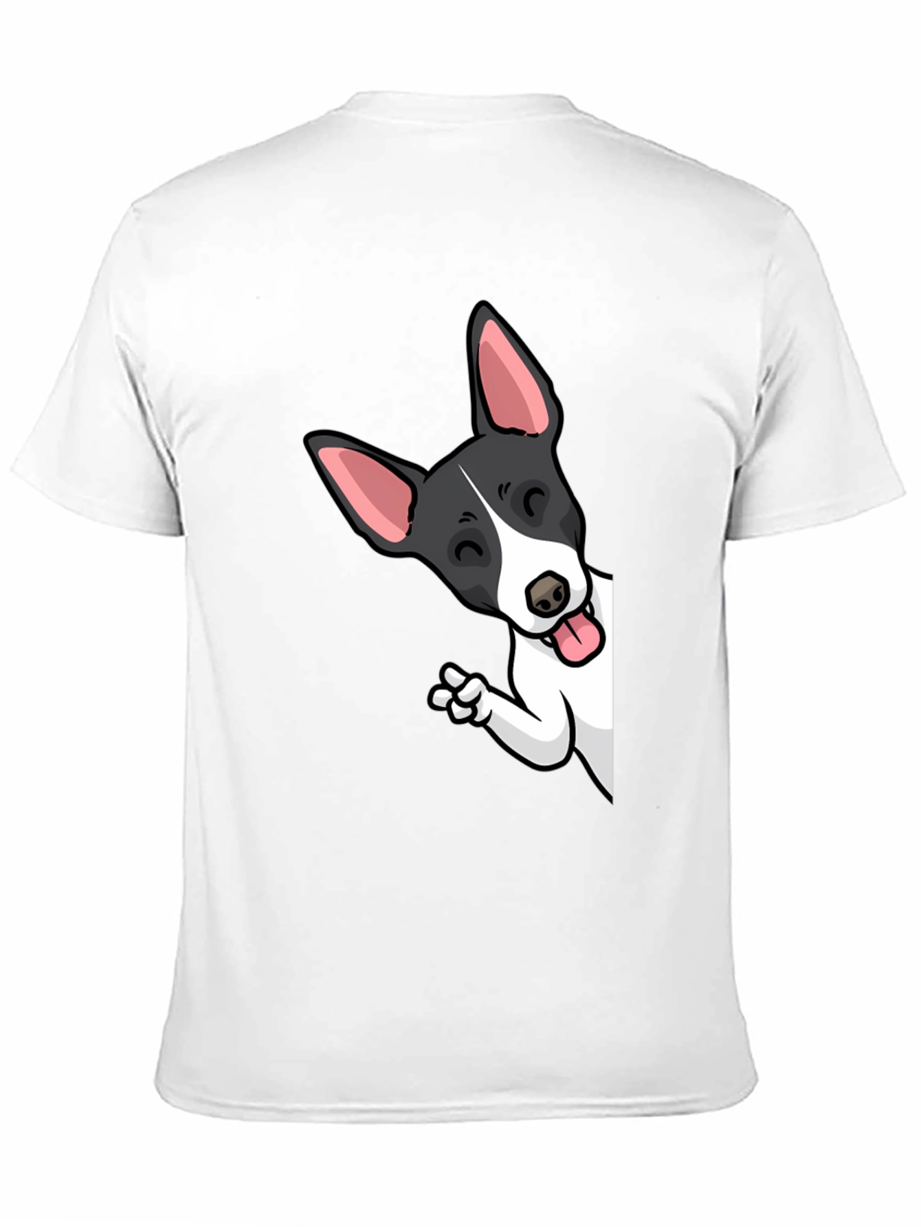 Black Cartoon Dog Peek-a-Boo Graphic Tee - Unisex Black T-Shirt view 11