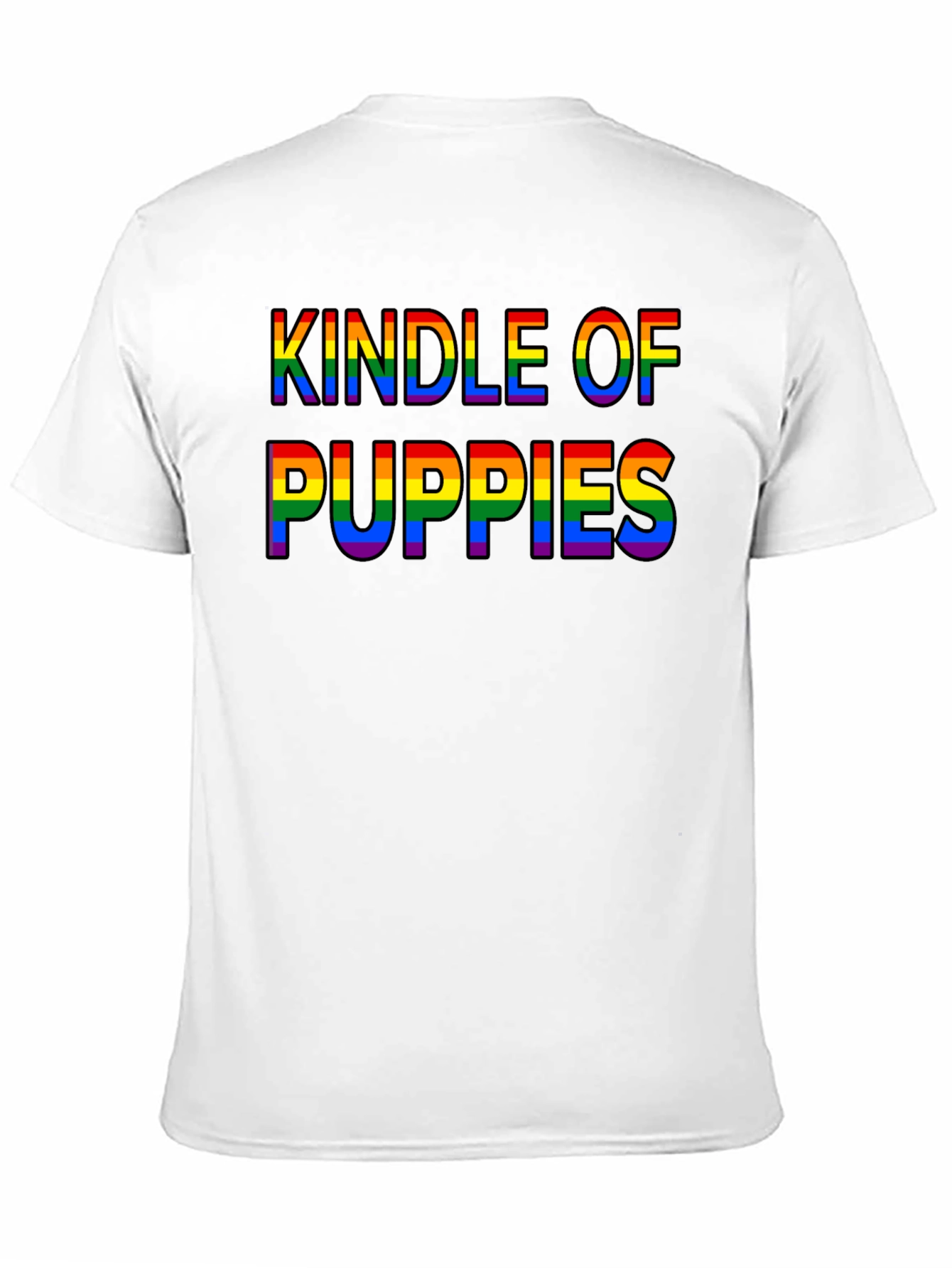 Black Kindle of Puppies Rainbow Text T-Shirt view 11