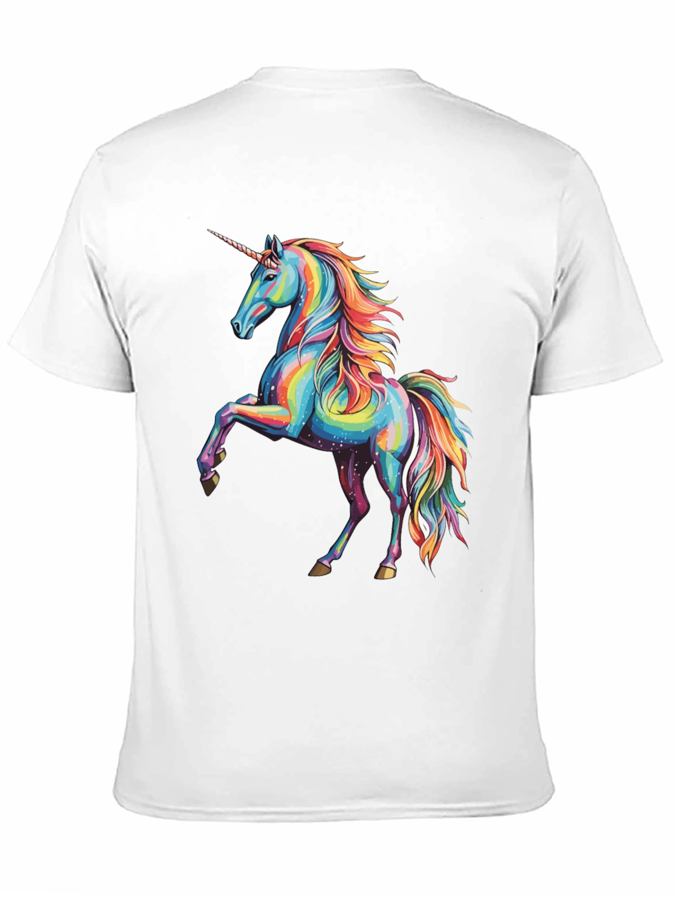 Black Rainbow Unicorn Graphic Print Crew Neck T-Shirt view 11