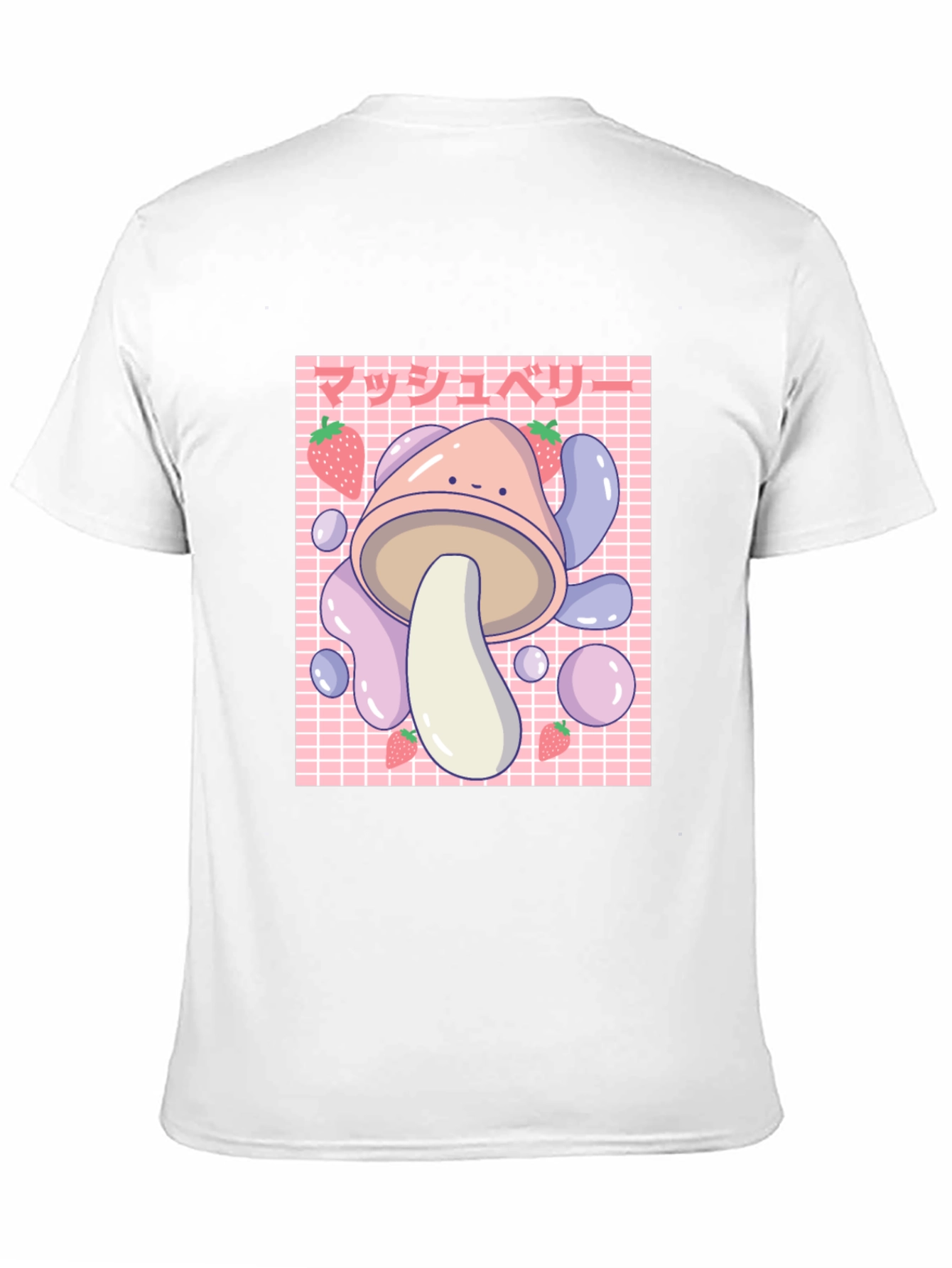 Black Cute Mushroom & Strawberry Graphic T-Shirt view 11