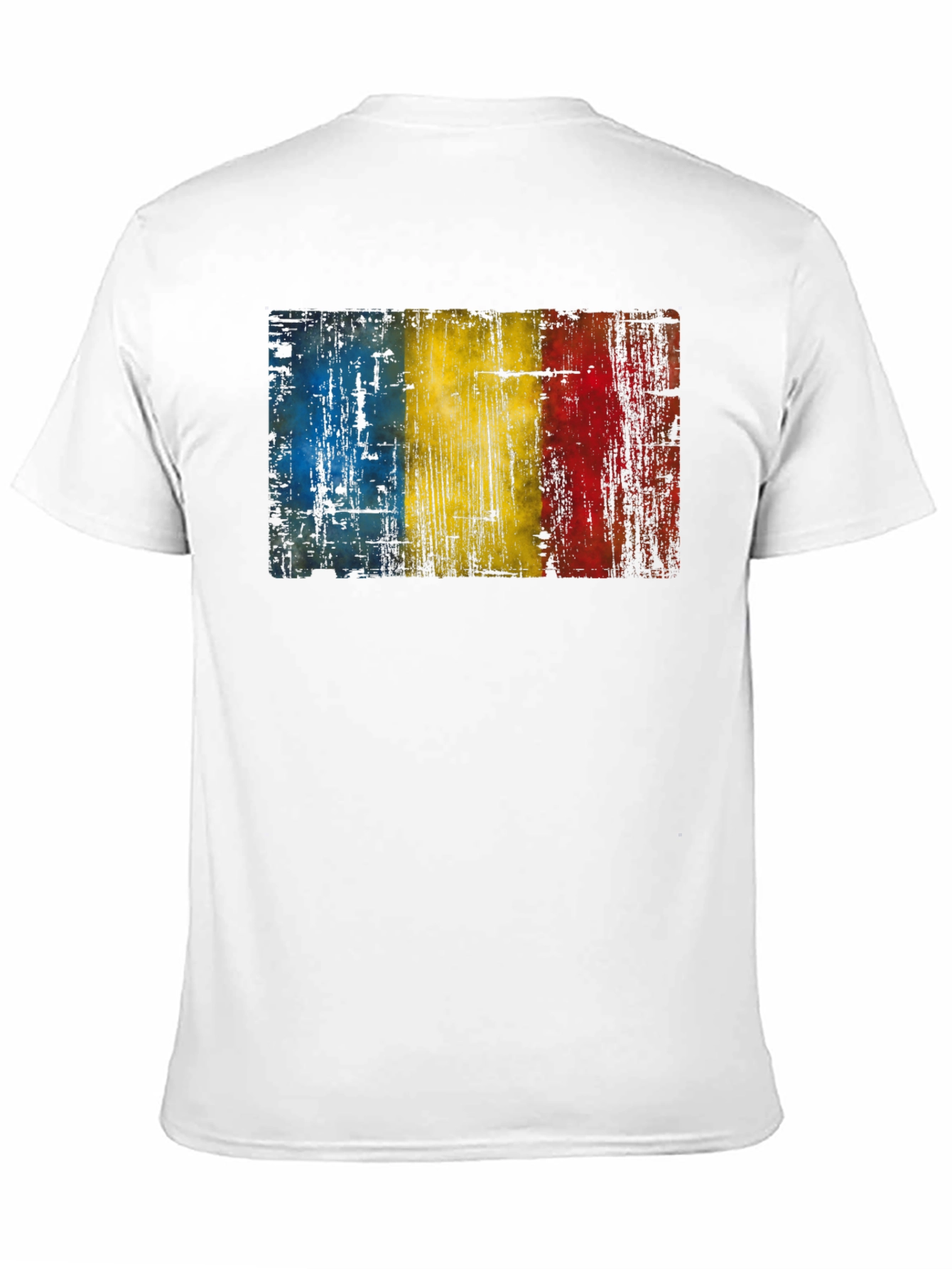 Black Romania Flag Distressed Black T-Shirt view 11