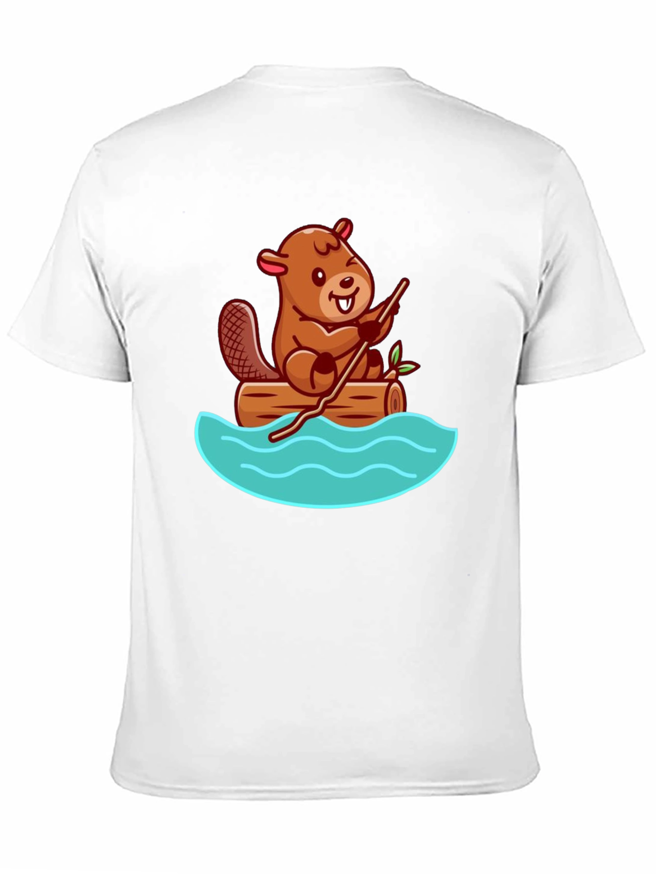 Black Beaver on Log Cartoon T-Shirt - Unisex Crew Neck view 11